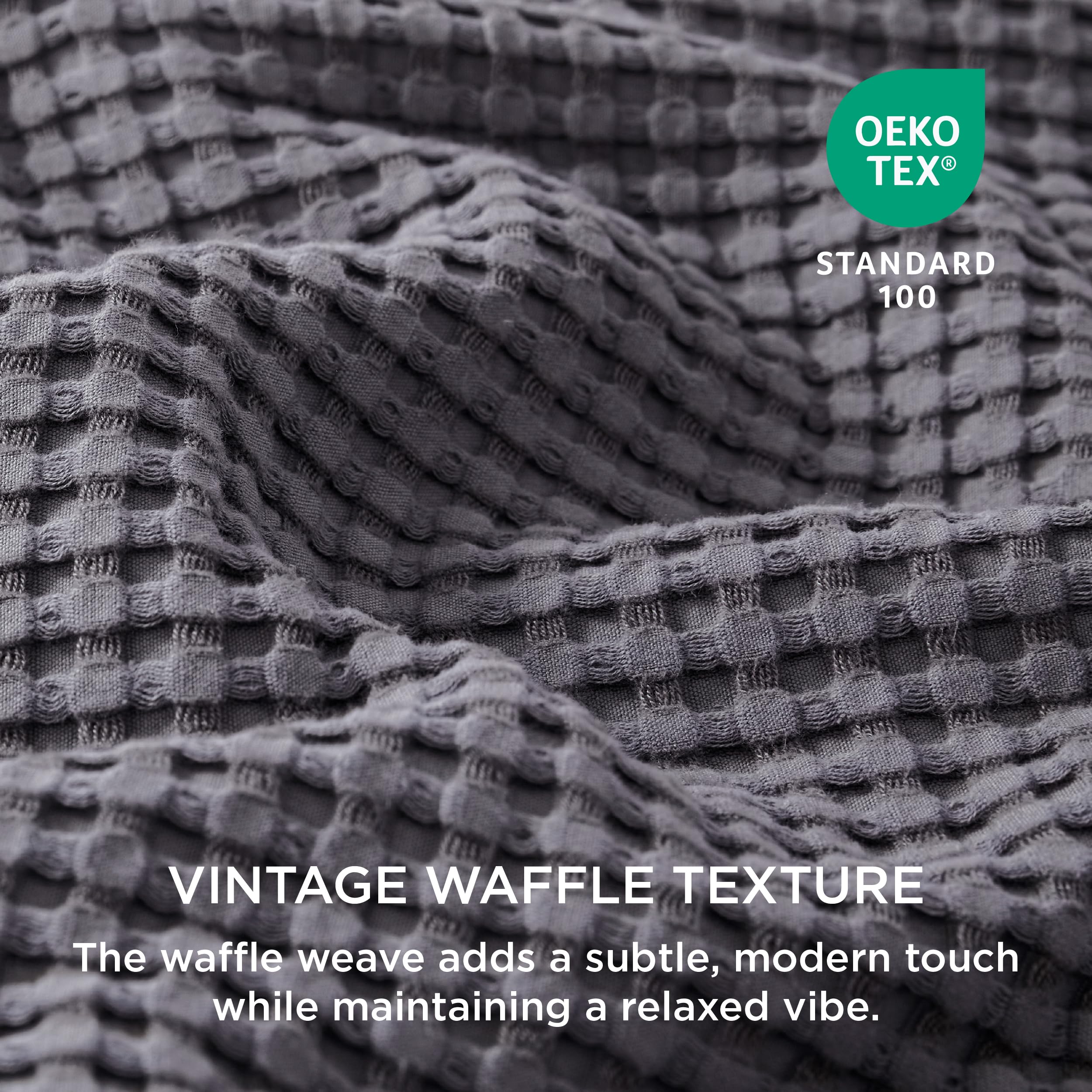 Foto 6 pulgar | Juego de Fundas de Edredón Bedsure Cooling Waffle Queen Size color Carbón - Venta Internacional