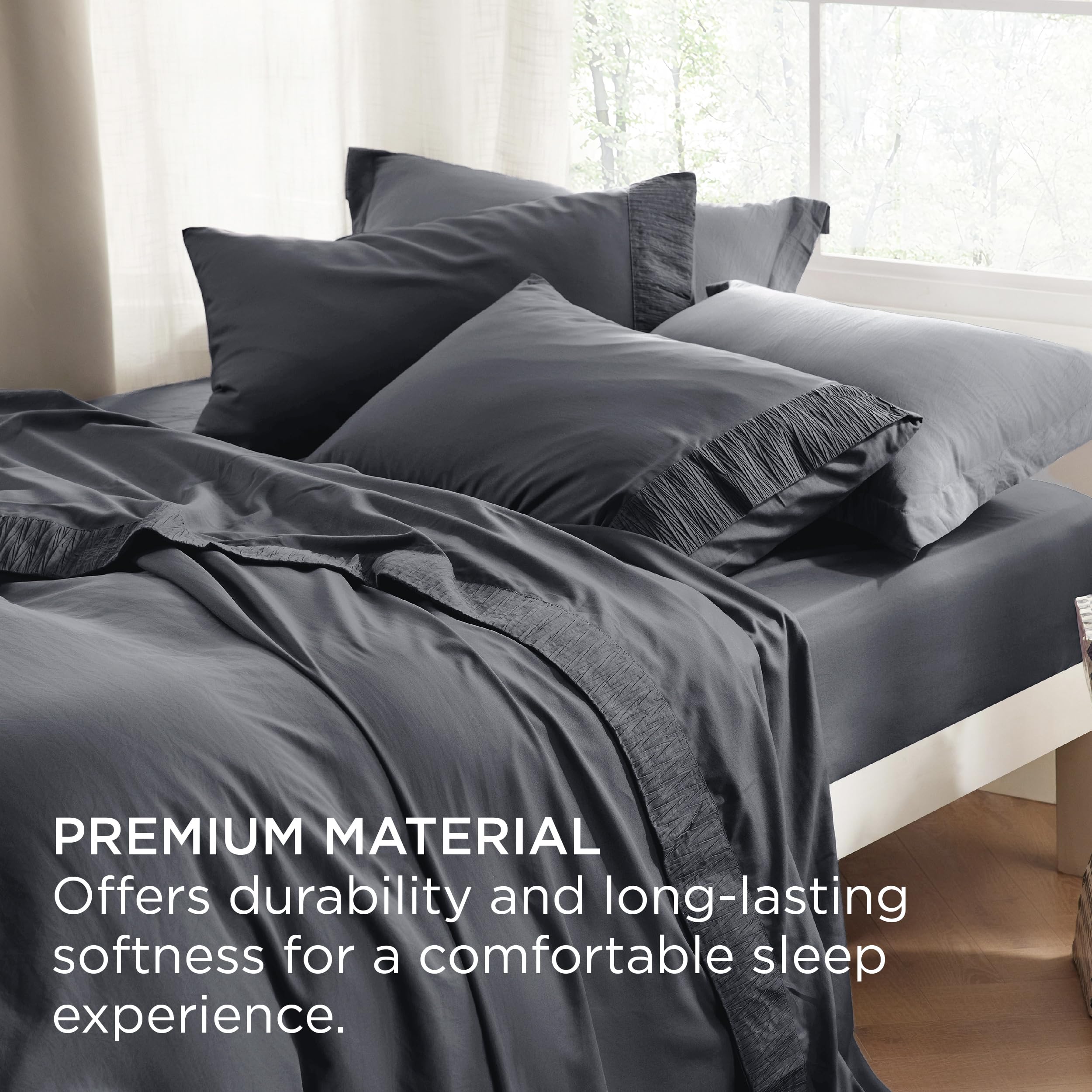 Foto 5 | Juego de Sábanas Bedsure King Size De Microfibra Poliéster Gris - Venta Internacional