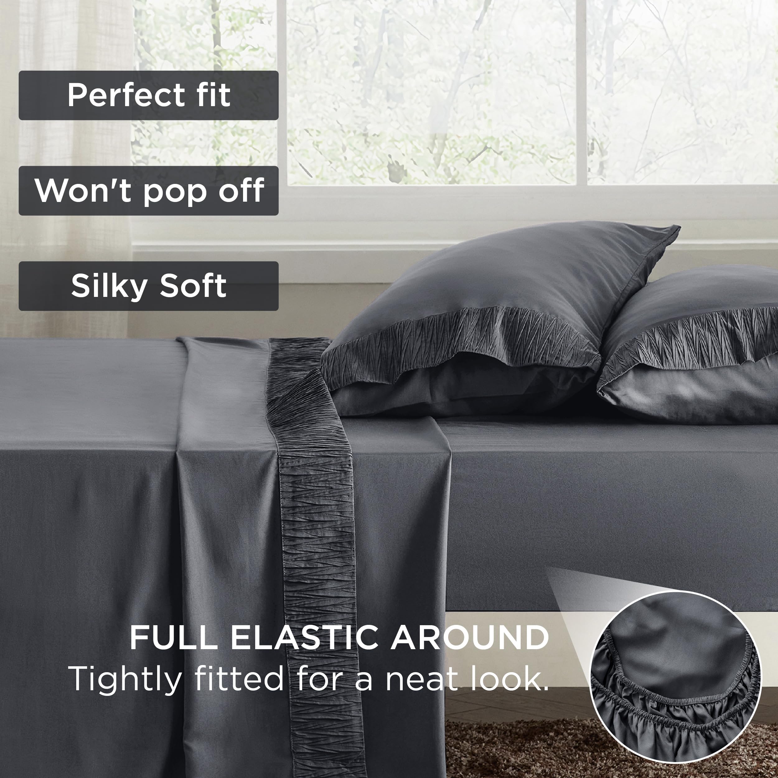 Foto 6 | Juego de Sábanas Bedsure King Size De Microfibra Poliéster Gris - Venta Internacional