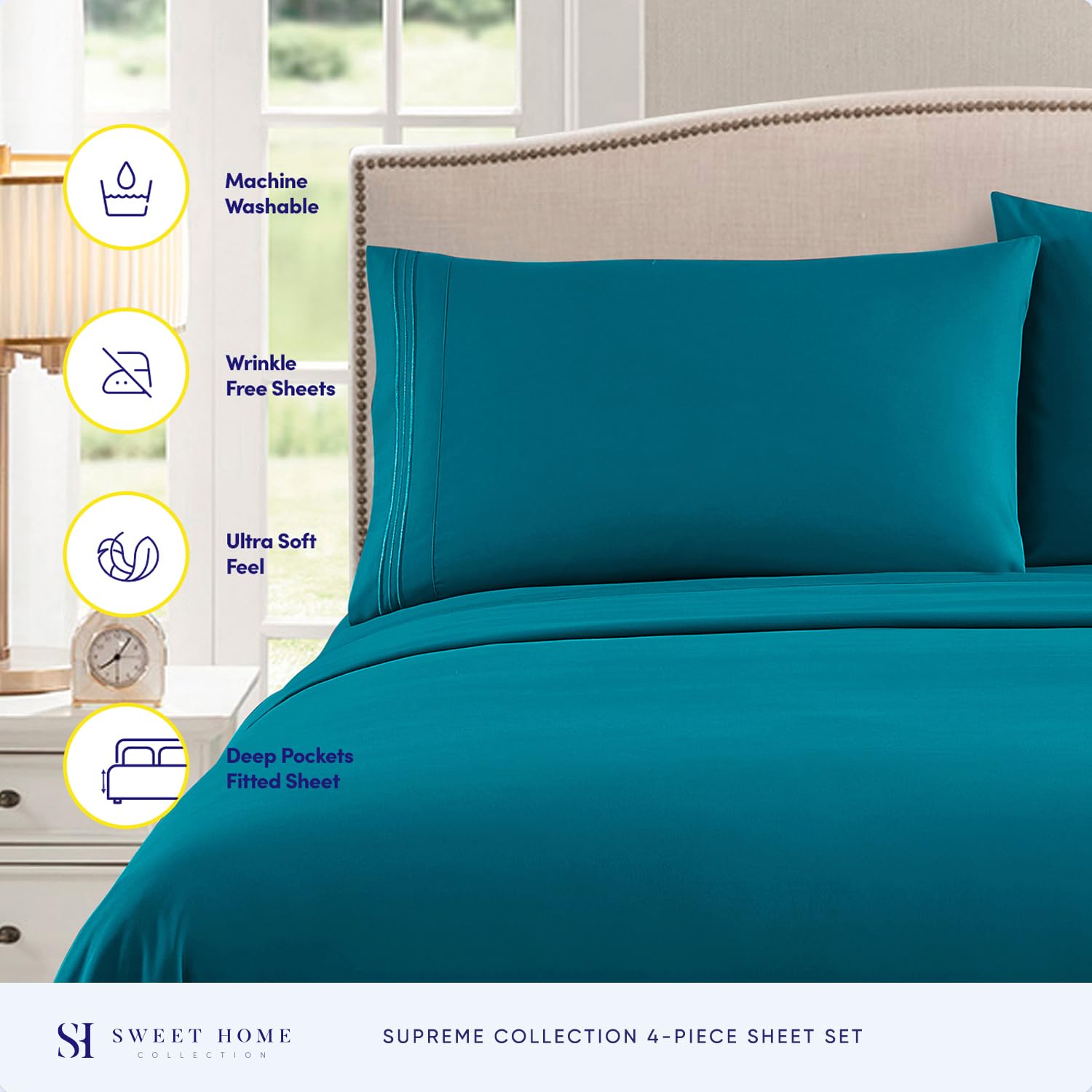 Foto 2 | Juego De Sábanas Sweet Home Collection California King Teal - Venta Internacional.