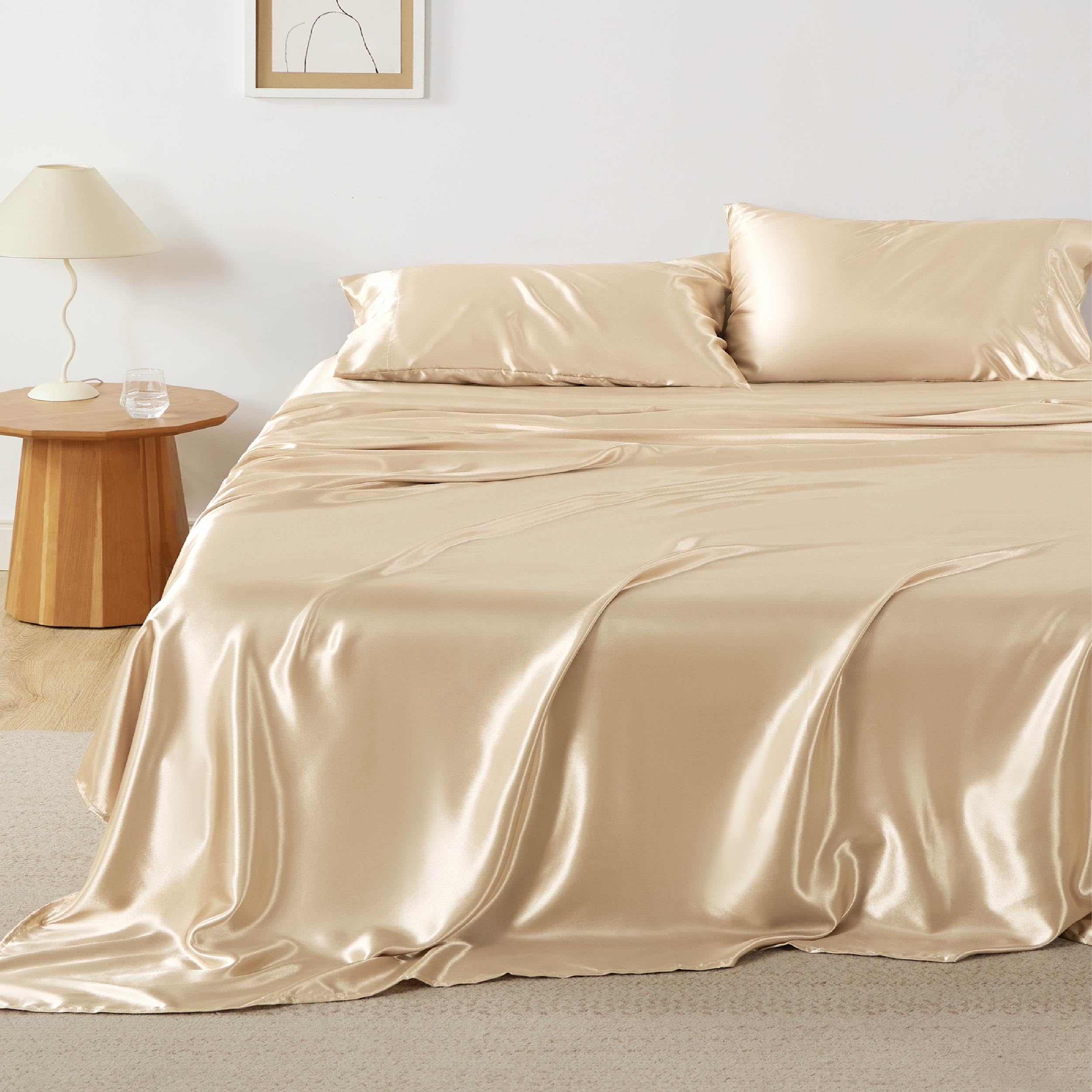 Foto 1 | Juego De Sábanas Bedsure Satin, Tamaño Completo, Color Champán, 4 Piezas - Venta Internacional.