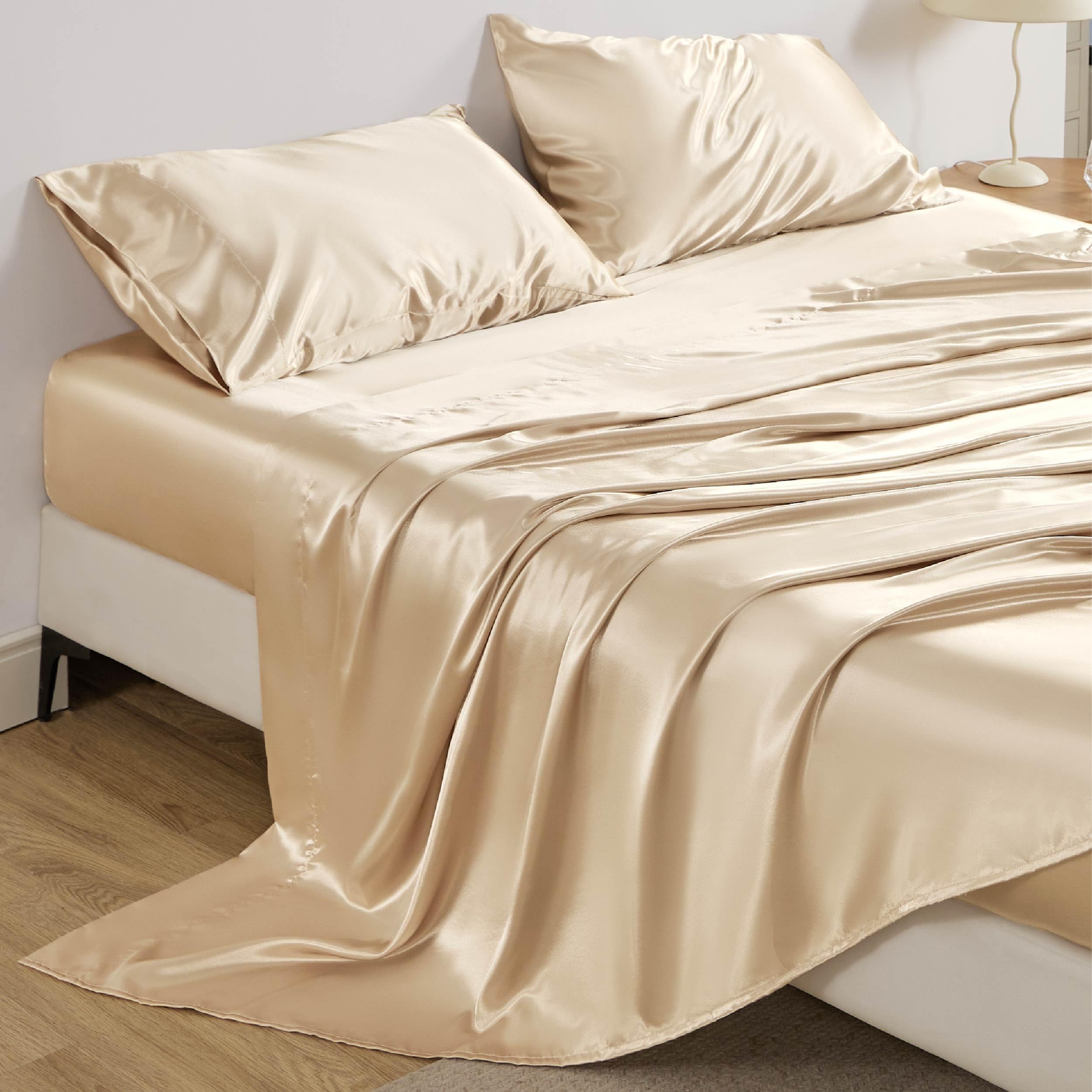 Foto 3 pulgar | Juego De Sábanas Bedsure Satin, Tamaño Completo, Color Champán, 4 Piezas - Venta Internacional.