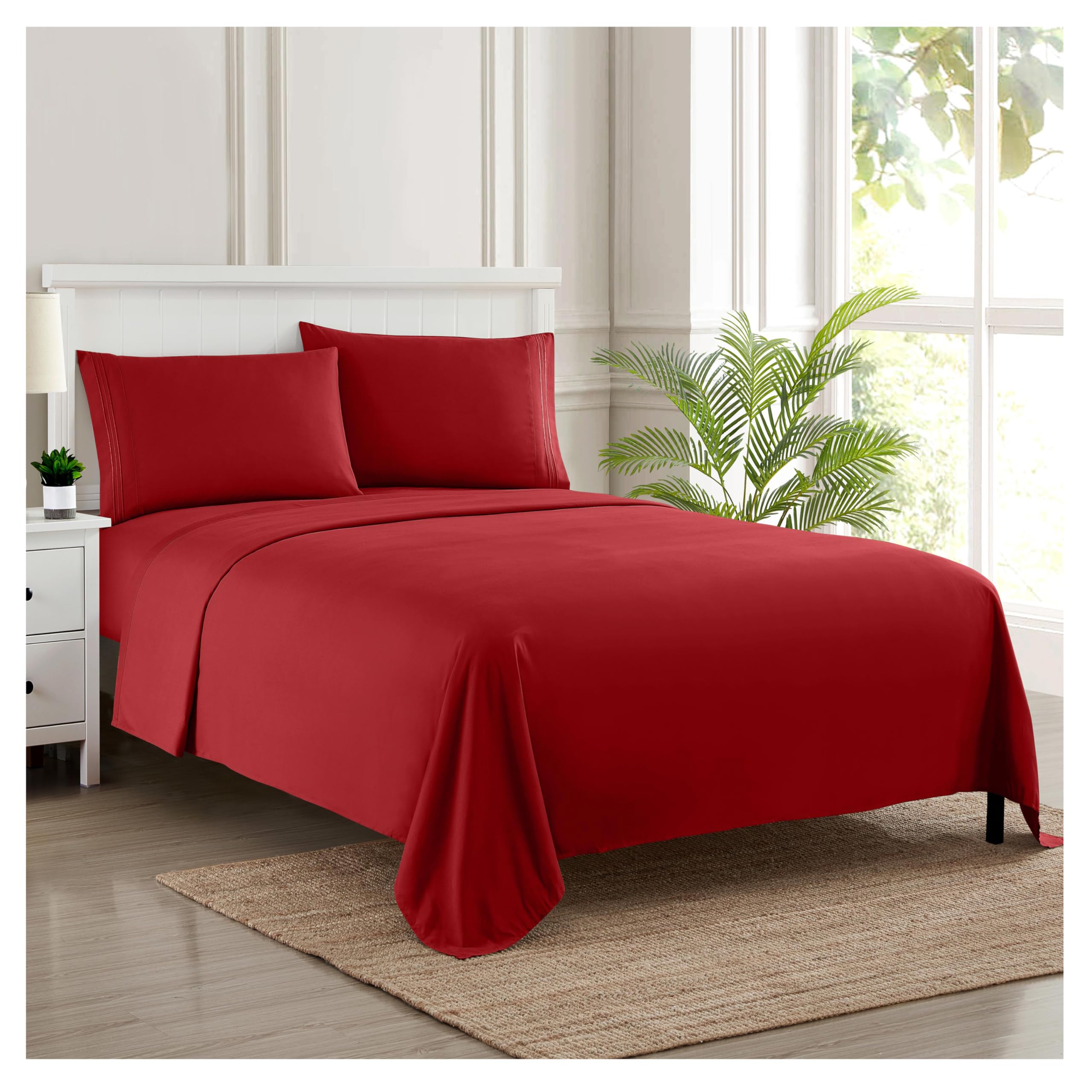 Juego De Sábanas Sweet Home Collection 1800 Supreme Twin Xl Rojo - Venta Internacional.