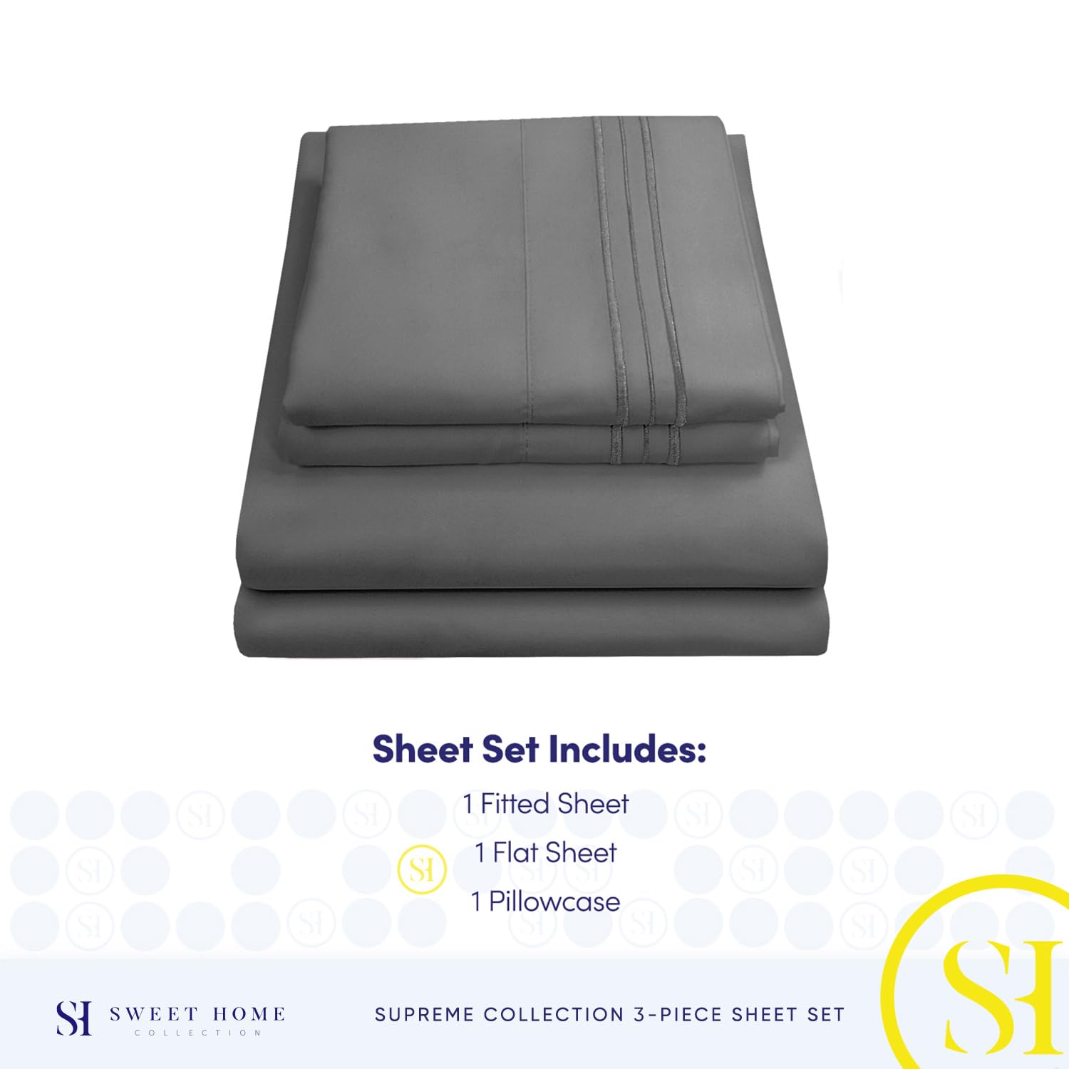 Foto 5 pulgar | Juego De Sábanas Sweet Home Collection 1800 Supreme Twin Xl Gris - Venta Internacional.