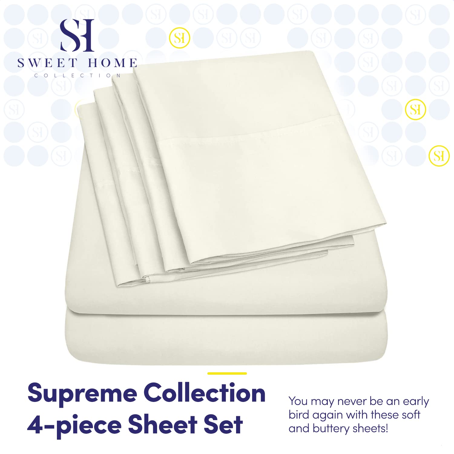 Foto 3 pulgar | Sábanas Sweet Home Collection 1500 Supreme Twin Ivory - Venta Internacional.