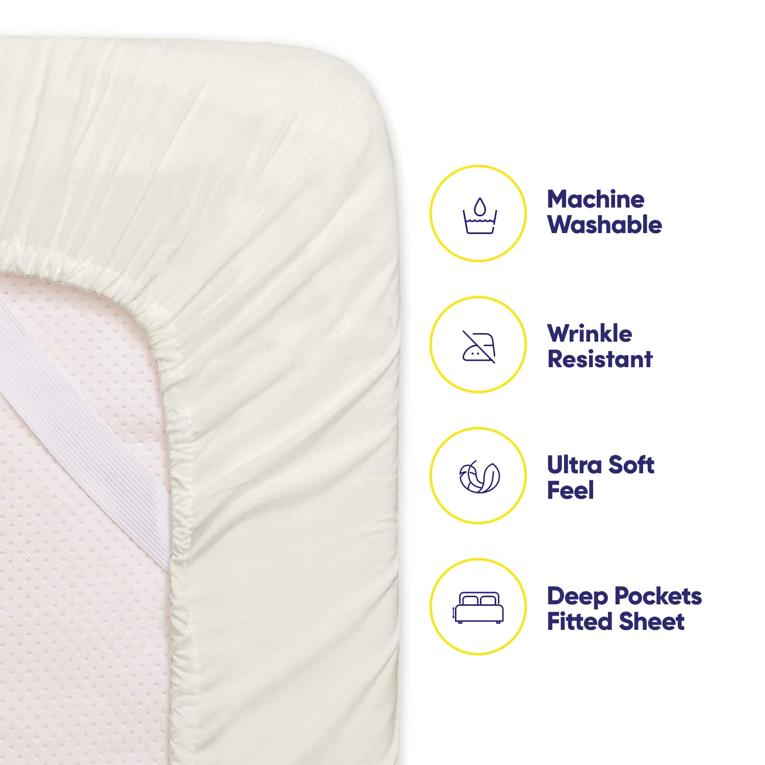 Foto 4 pulgar | Sábanas Sweet Home Collection 1500 Supreme Twin Ivory - Venta Internacional.