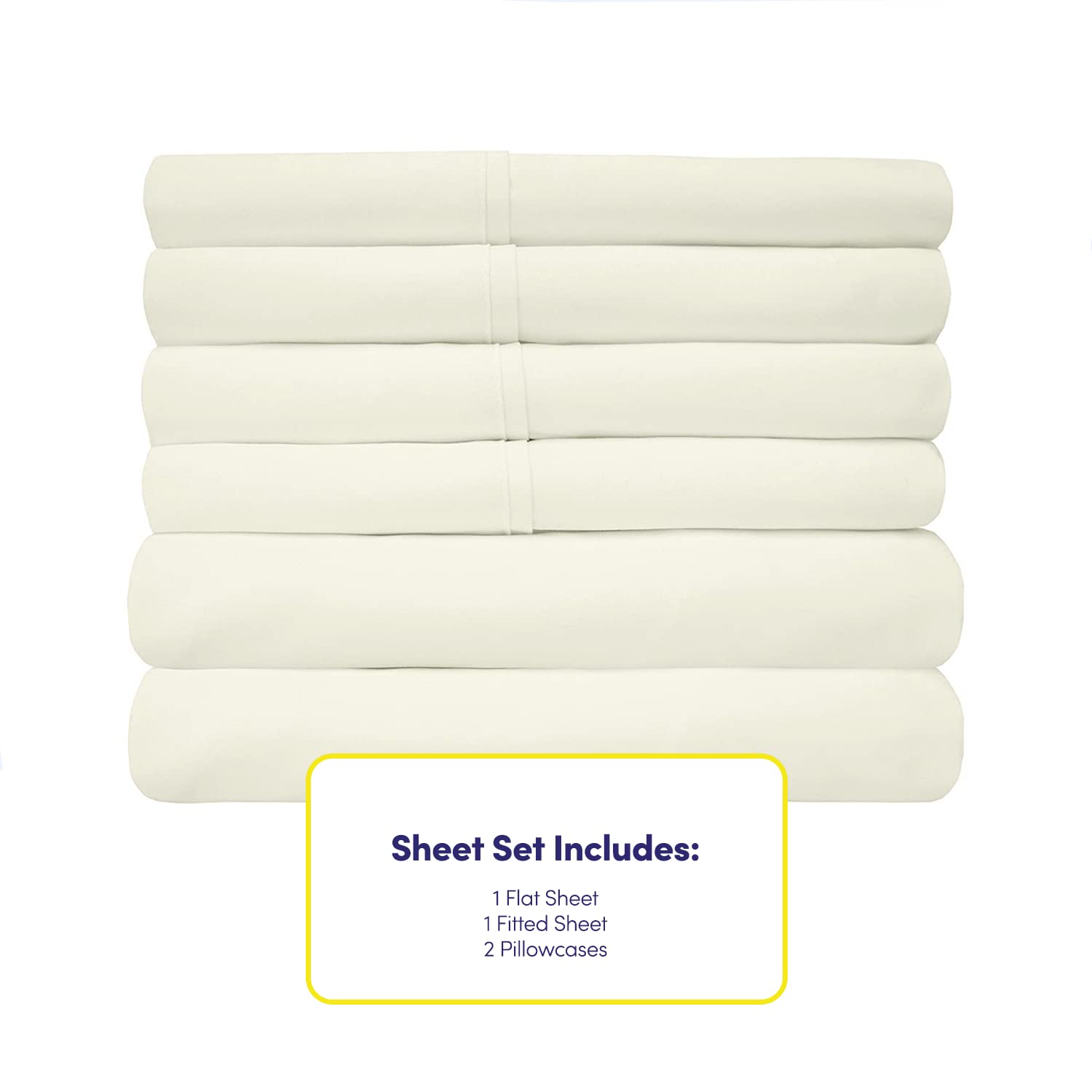 Foto 5 pulgar | Sábanas Sweet Home Collection 1500 Supreme Twin Ivory - Venta Internacional.