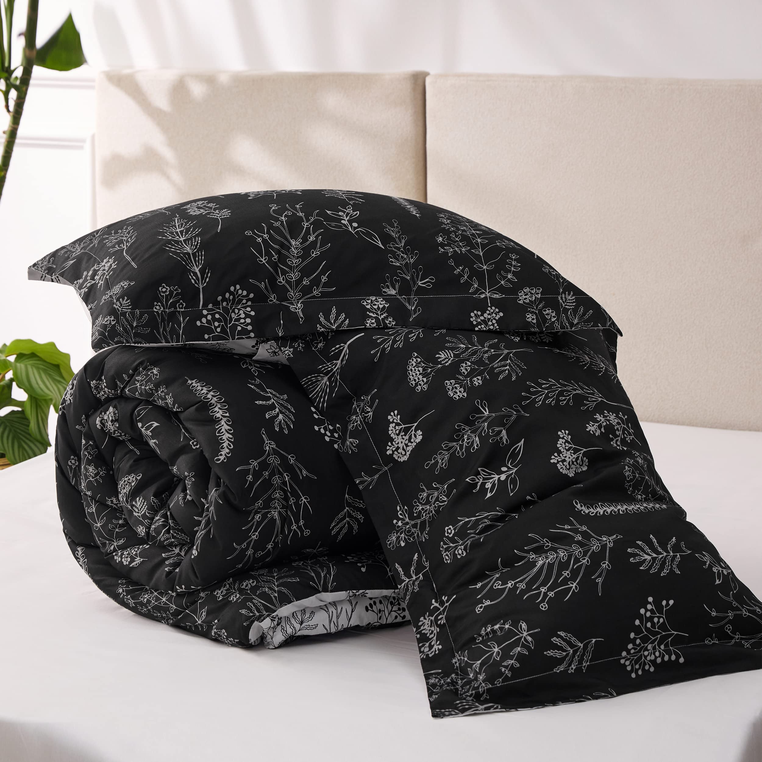Foto 8 pulgar | Juego de Edredón Bedsure Queen Negro Con Estampado Floral 3 Piezas - Venta Internacional