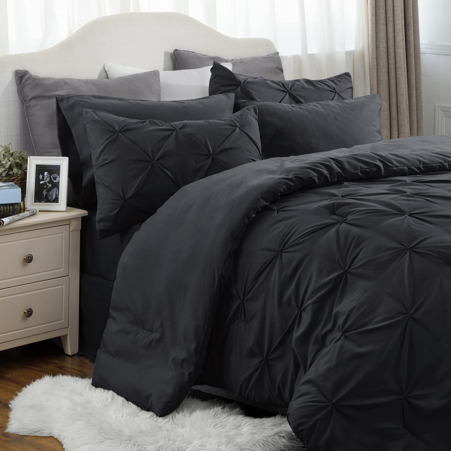Foto 2 | Juego De Edredón Bedsure King Size Negro Con 7 Piezas - Venta Internacional.