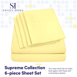 Foto 2 | Juego De Sábanas Sweet Home Collection Queen, Color Amarillo Pálido, 6 Piezas - Venta Internacional.