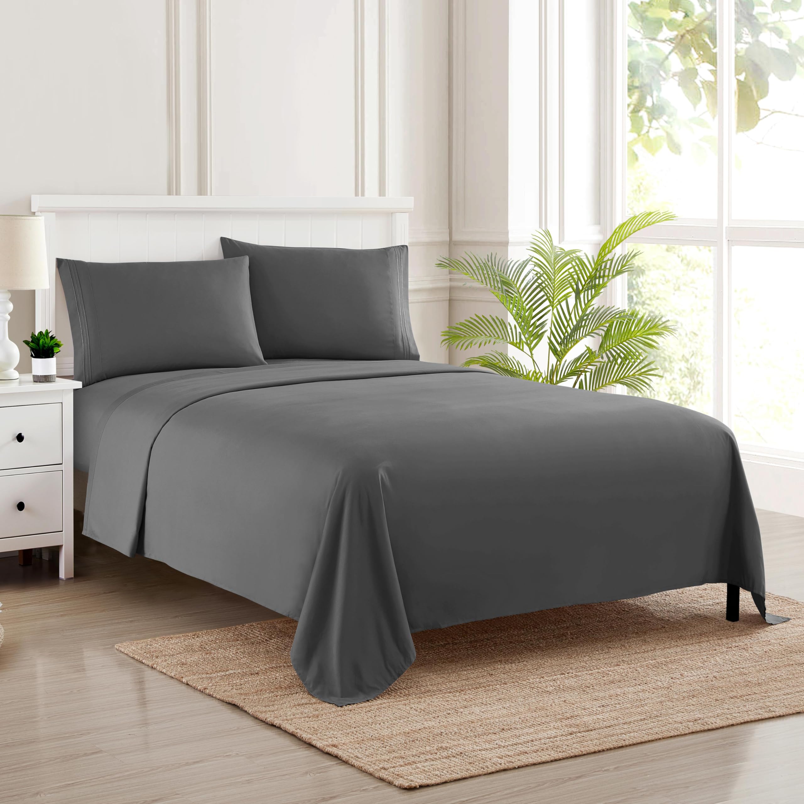 Foto 2 pulgar | Sábanas Sweet Home Collection Supreme King Grey - Venta Internacional.