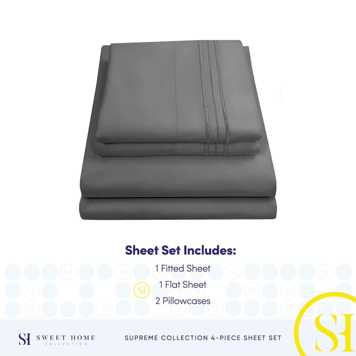 Foto 5 pulgar | Sábanas Sweet Home Collection Supreme King Grey - Venta Internacional.