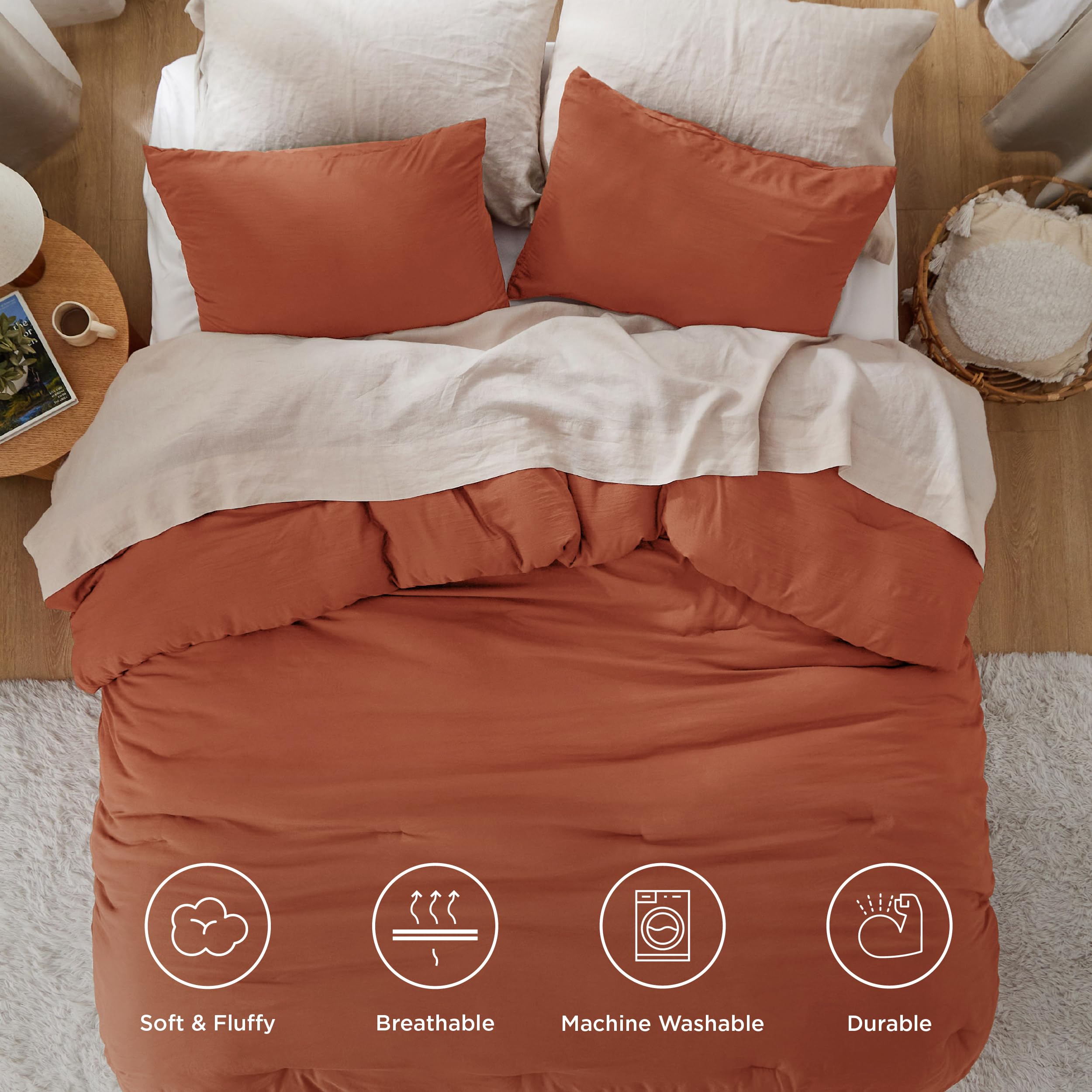 Foto 5 pulgar | Juego de Edredón Bedsure Tamaño King Naranja Quemado 3 Piezas - Venta Internacional