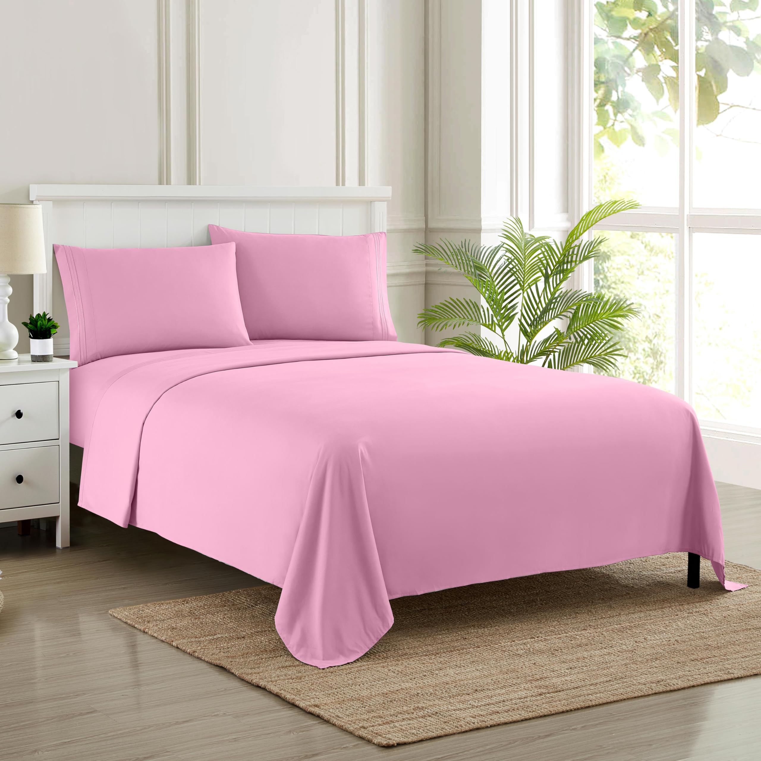 Juego De Sábanas Sweet Home Collection 1800 Supreme Twin Pink - Venta Internacional.