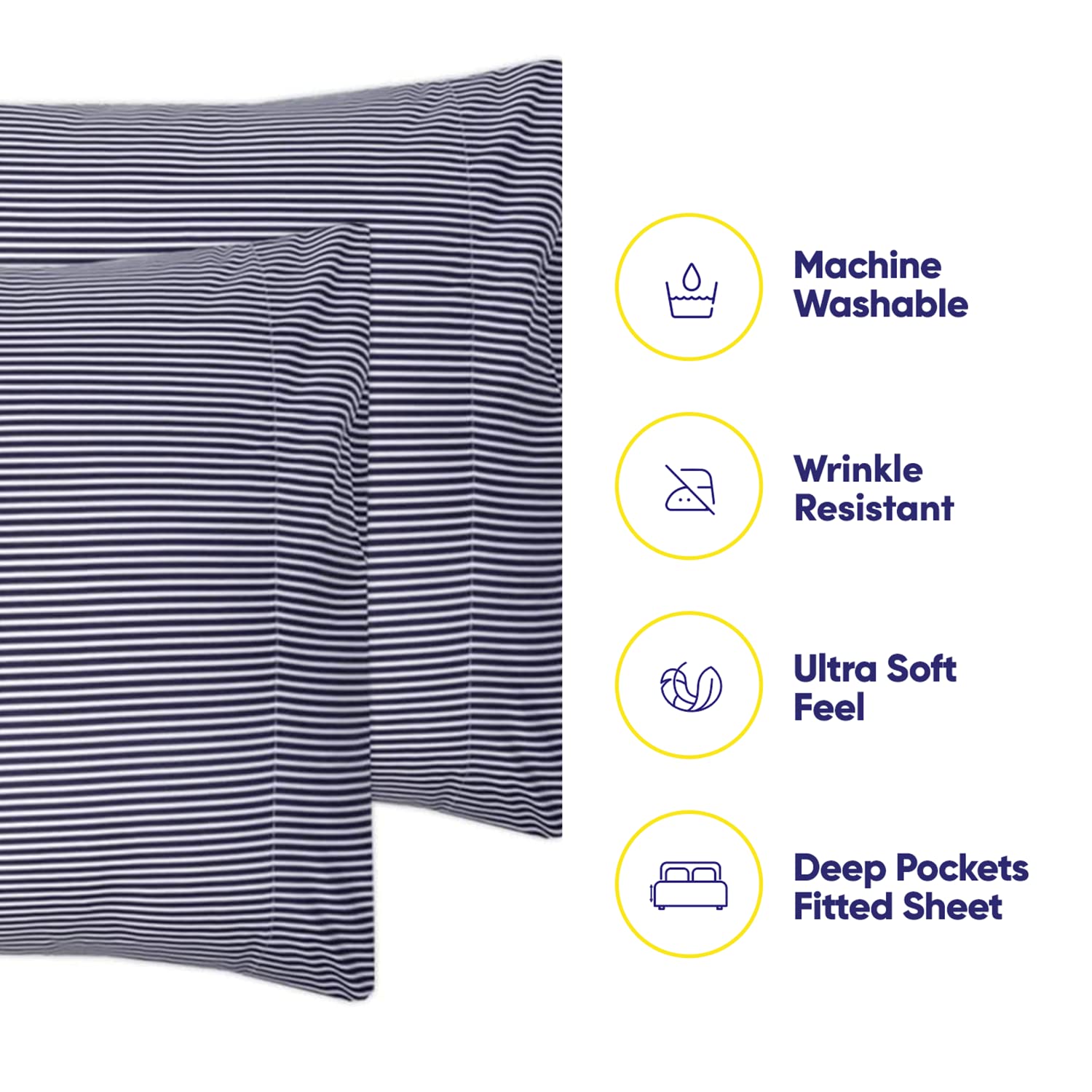 Foto 4 pulgar | Juego De Sábanas Sweet Home Collection Queen Stripe Navy - Venta Internacional.