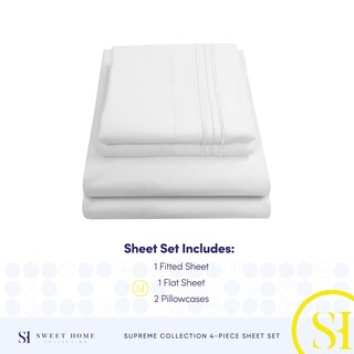 Foto 4 | Juego De Sábanas Sweet Home Collection 1800 Supreme, Color Blanco Completo - Venta Internacional.