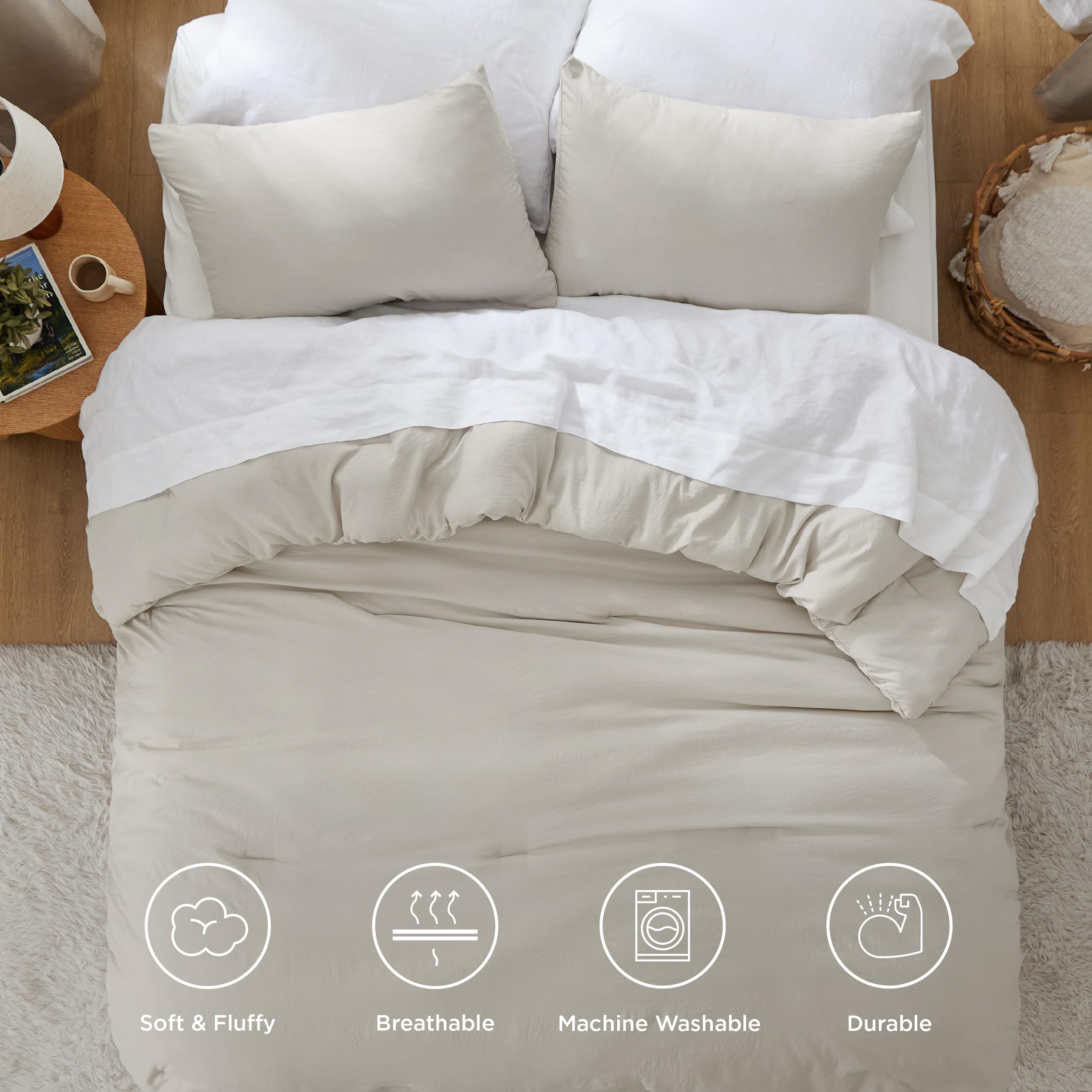 Foto 5 pulgar | Juego de Edredón Bedsure Tamaño King Beige Prelavado 3 Piezas - Venta Internacional
