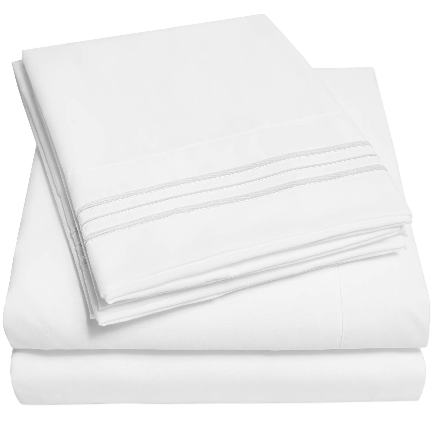 Juego De Sábanas Sweet Home Collection 1500 Supreme, Color Blanco Completo - Venta Internacional.