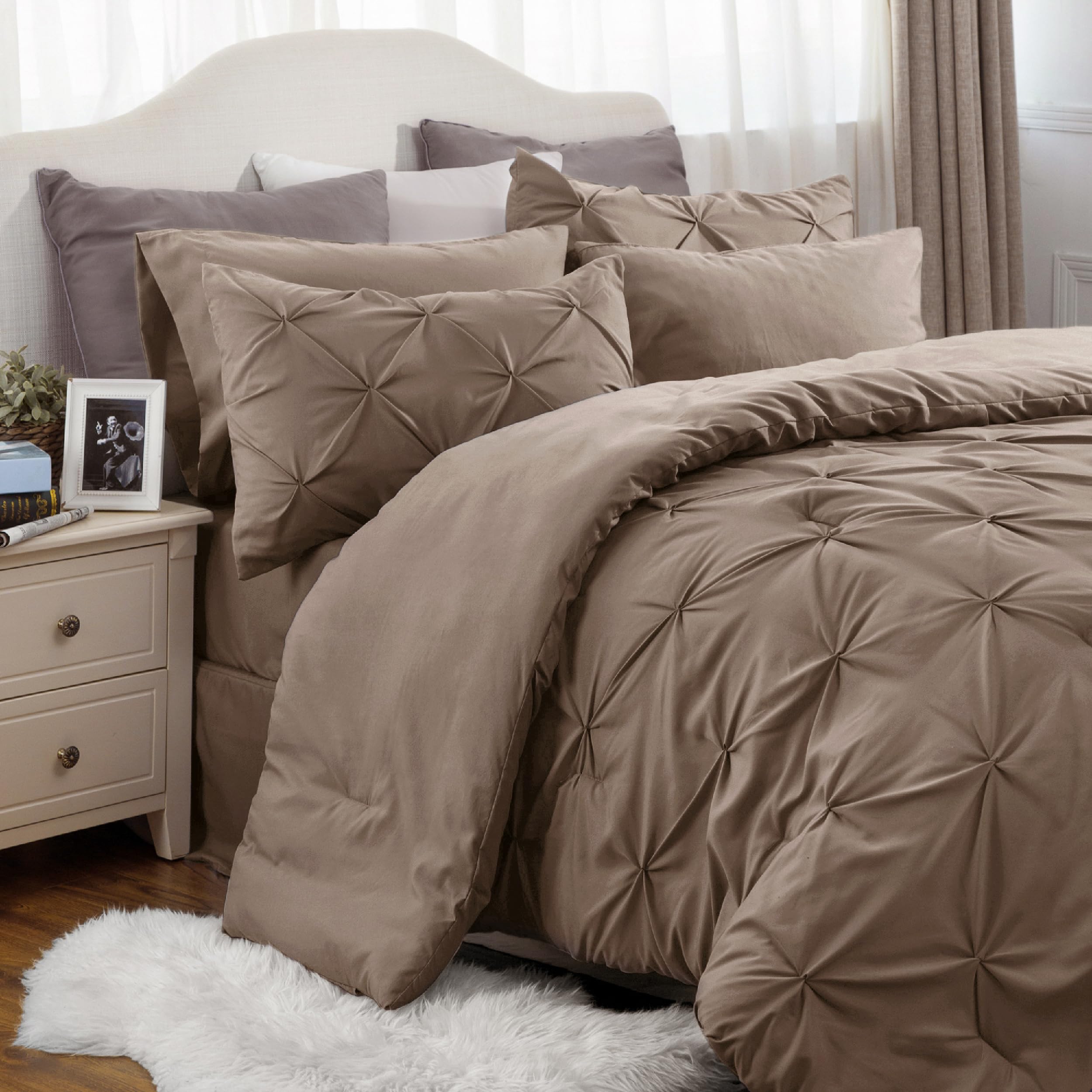 Foto 3 | Juego De Edredón Bedsure Tamaño King Marrón Con 7 Piezas - Venta Internacional.