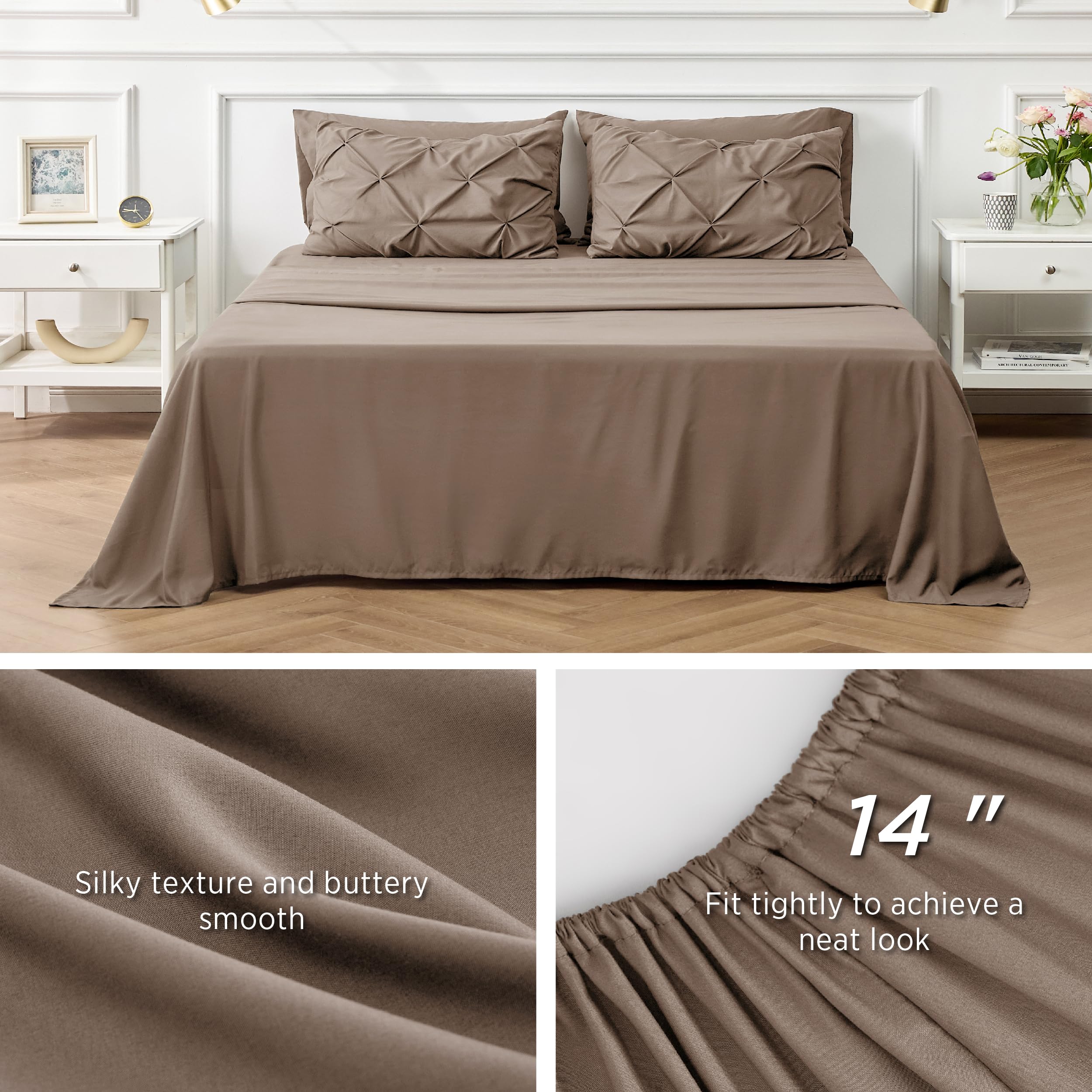 Foto 7 | Juego De Edredón Bedsure Tamaño King Marrón Con 7 Piezas - Venta Internacional.