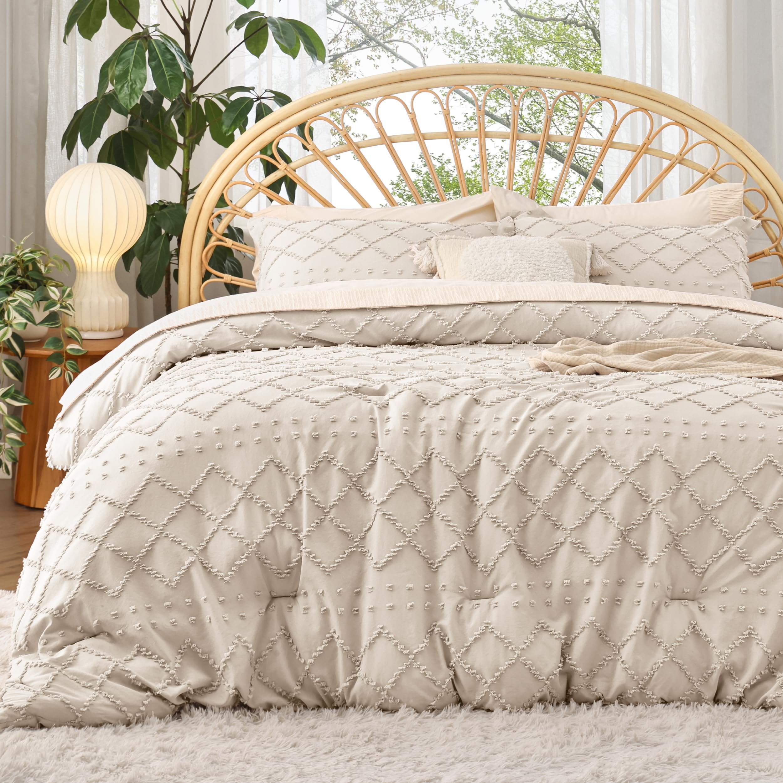 Juego de Edredón Bedsure King Beige Bohemio Vintage 3 Piezas - Venta Internacional