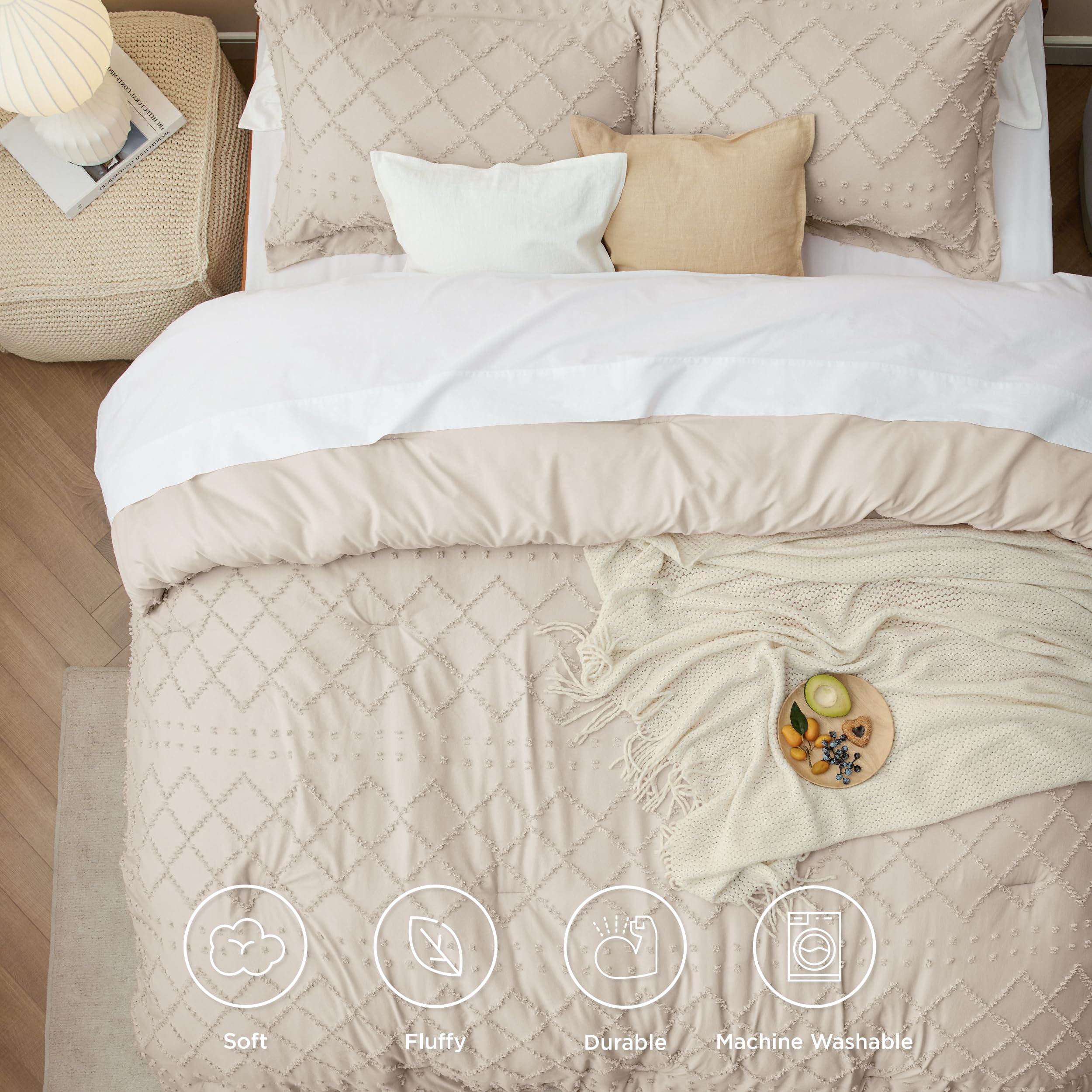 Foto 2 | Juego de Edredón Bedsure King Beige Bohemio Vintage 3 Piezas - Venta Internacional