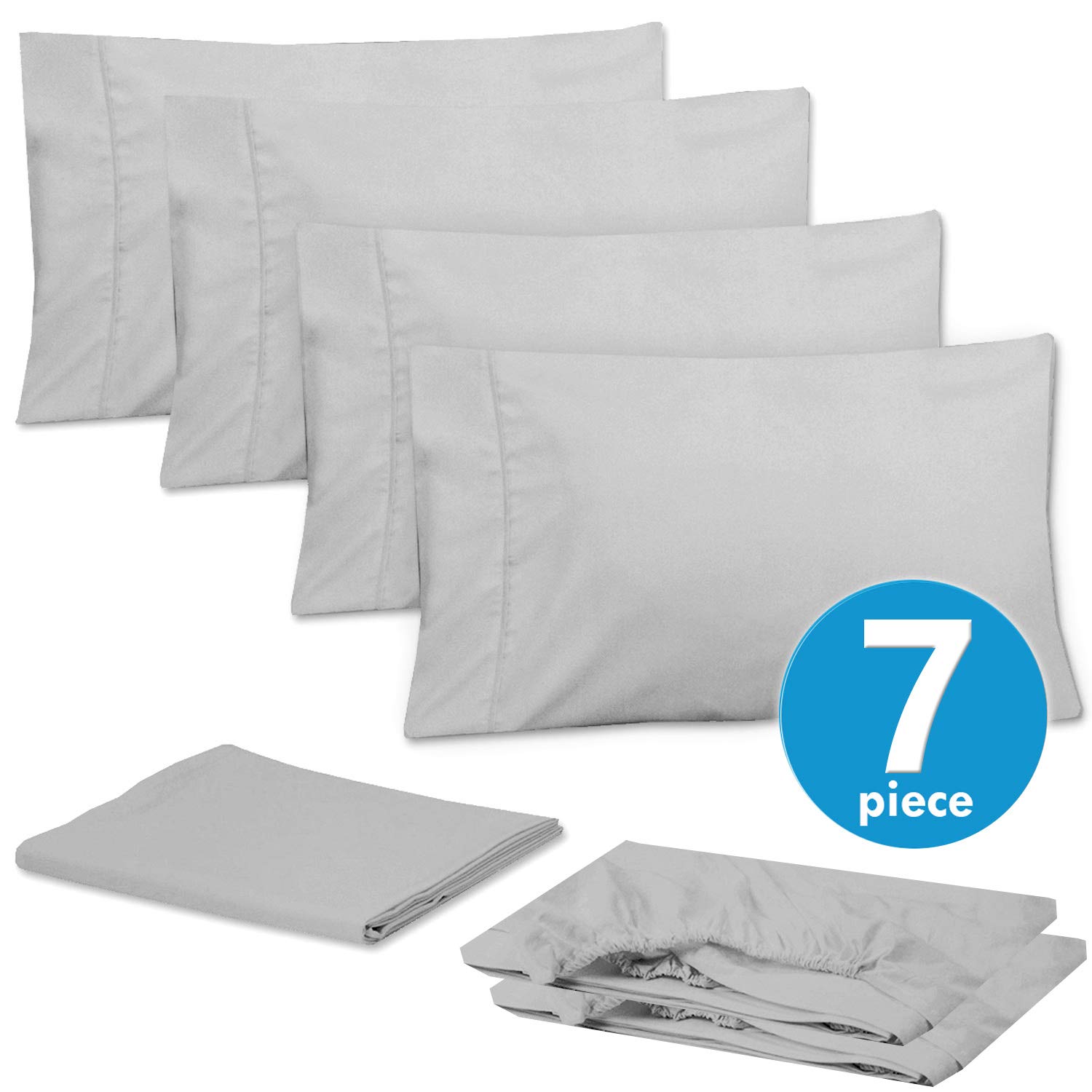 Foto 4 pulgar | Juego De Sábanas Sweet Home Collection Supreme Split King Silver - Venta Internacional.