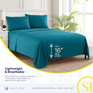 Foto 3 | Sábanas Sweet Home Collection 1800 Supreme King, Color Verde Azulado - Venta Internacional.