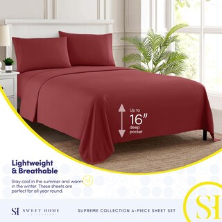 Foto 3 | Juego De Sábanas Sweet Home Collection 1800 Supreme Twin Burgundy - Venta Internacional.