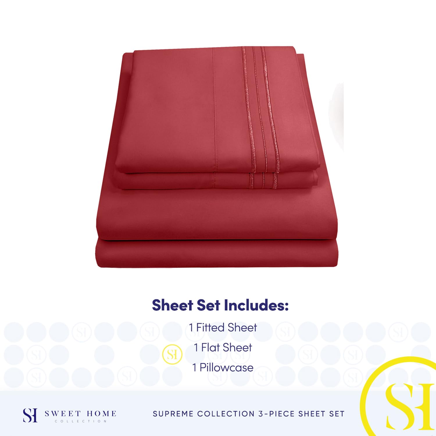 Foto 5 pulgar | Juego De Sábanas Sweet Home Collection 1800 Supreme Twin Burgundy - Venta Internacional.