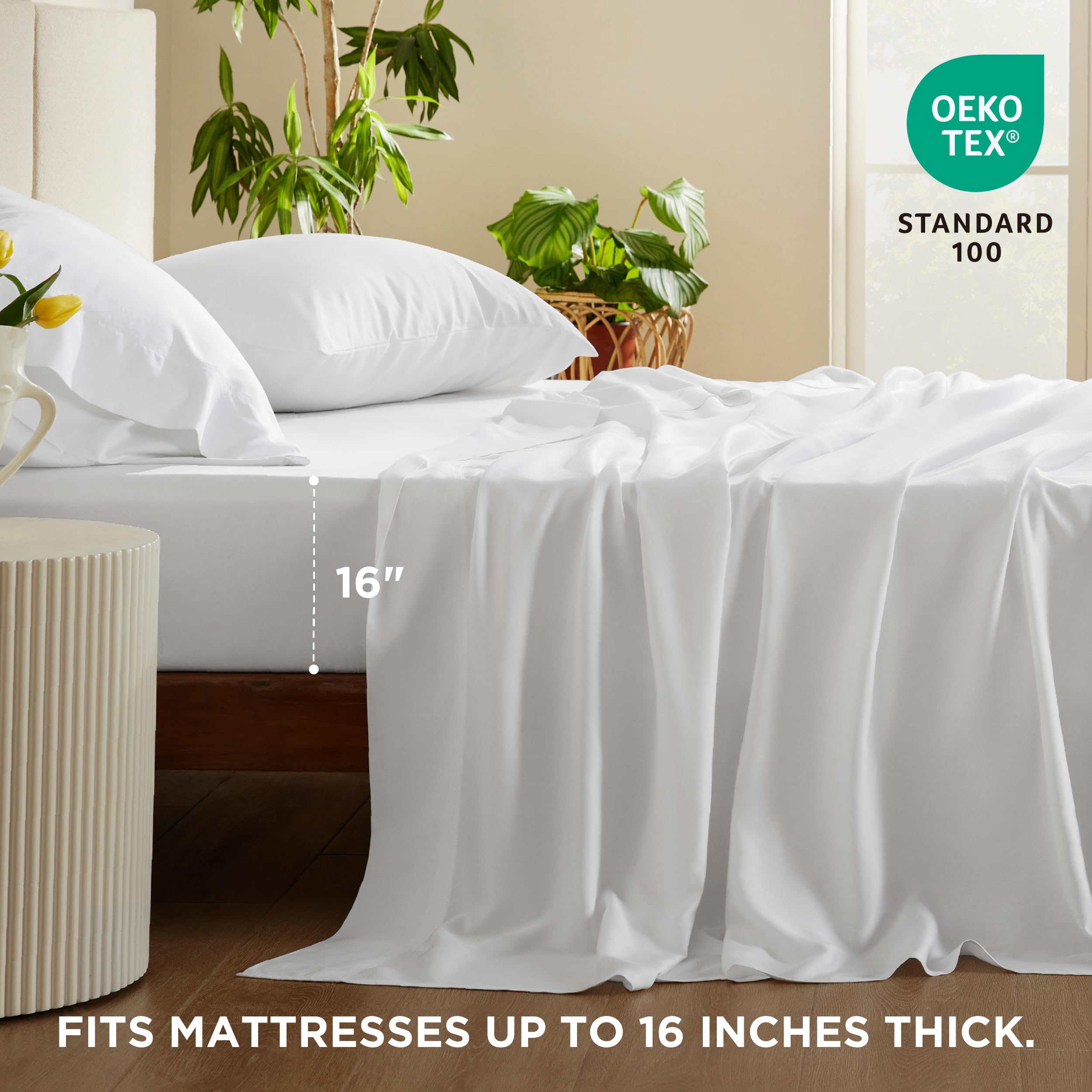 Foto 6 pulgar | Juego De Sábanas Bedsure King Size Cooling Rayon Bamboo White - Venta Internacional.