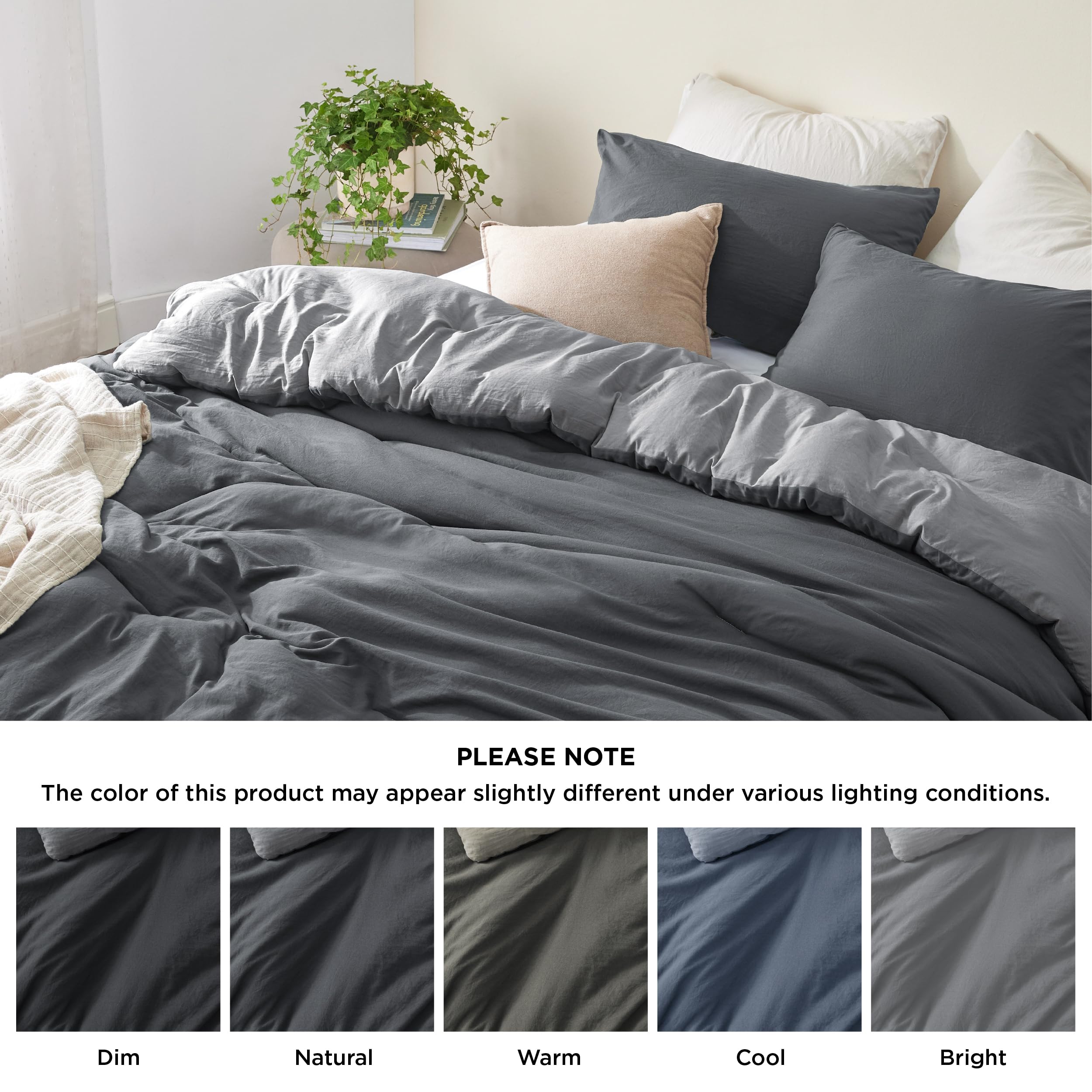 Foto 8 pulgar | Juego de Edredón Bedsure Tamaño Queen Reversible Gris 3 Piezas - Venta Internacional