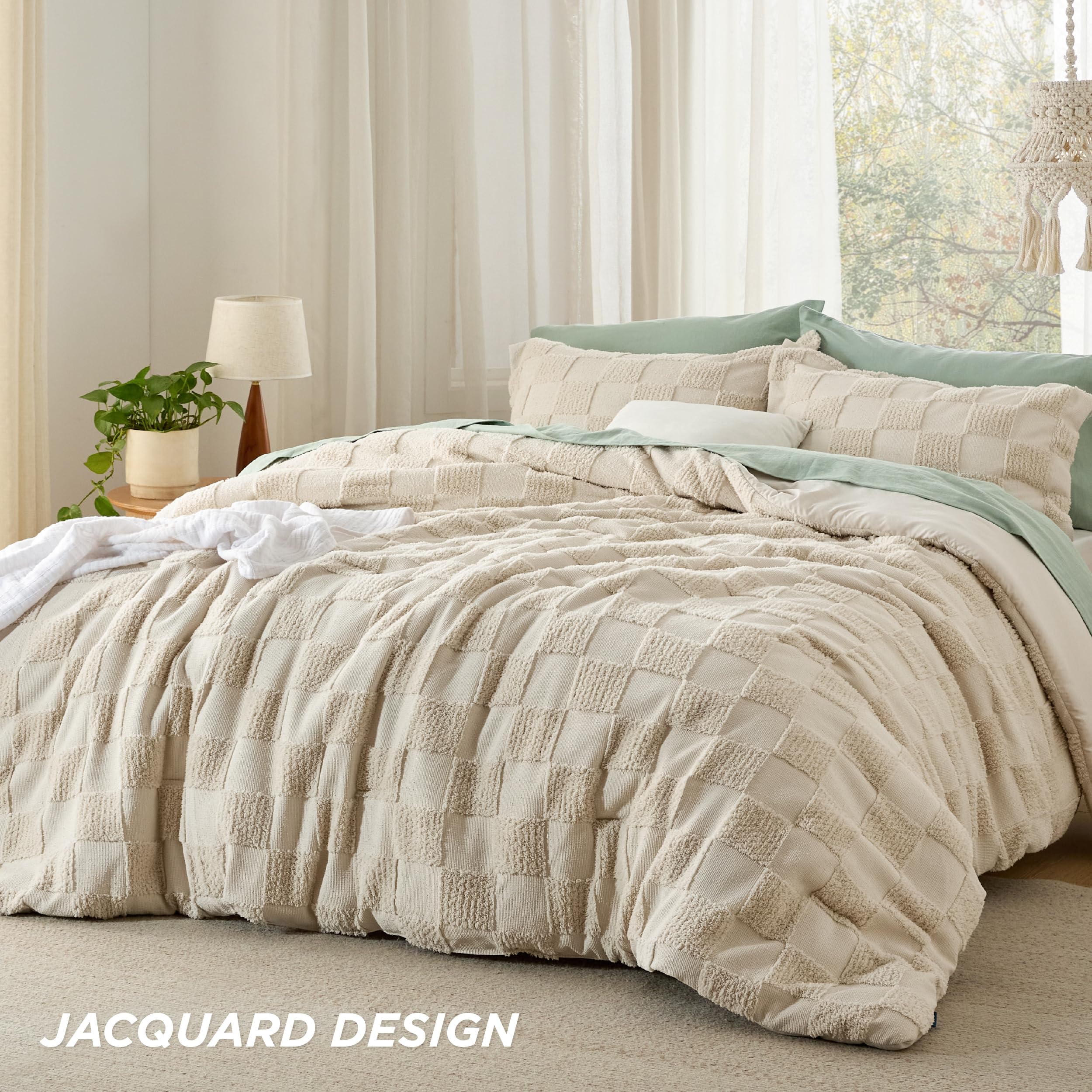 Foto 3 | Juego de Edredón Bedsure Tamaño King Beige Bohemio 3 Piezas - Venta Internacional