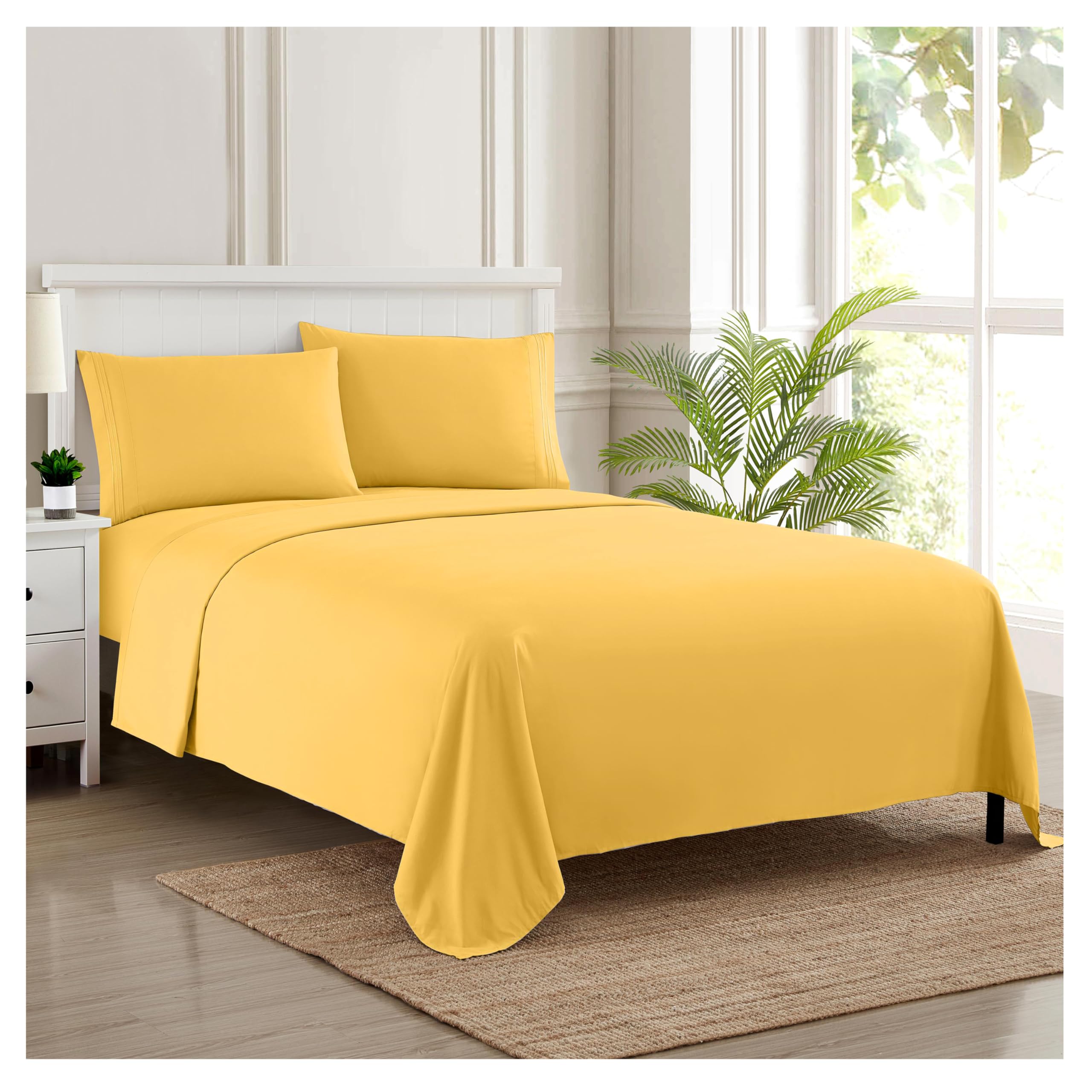 Juego De Sábanas Sweet Home Collection 1800 Supreme Twin Xl, Color Amarillo - Venta Internacional.