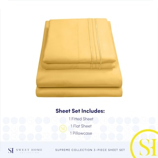 Foto 4 | Juego De Sábanas Sweet Home Collection 1800 Supreme Twin Xl, Color Amarillo - Venta Internacional.