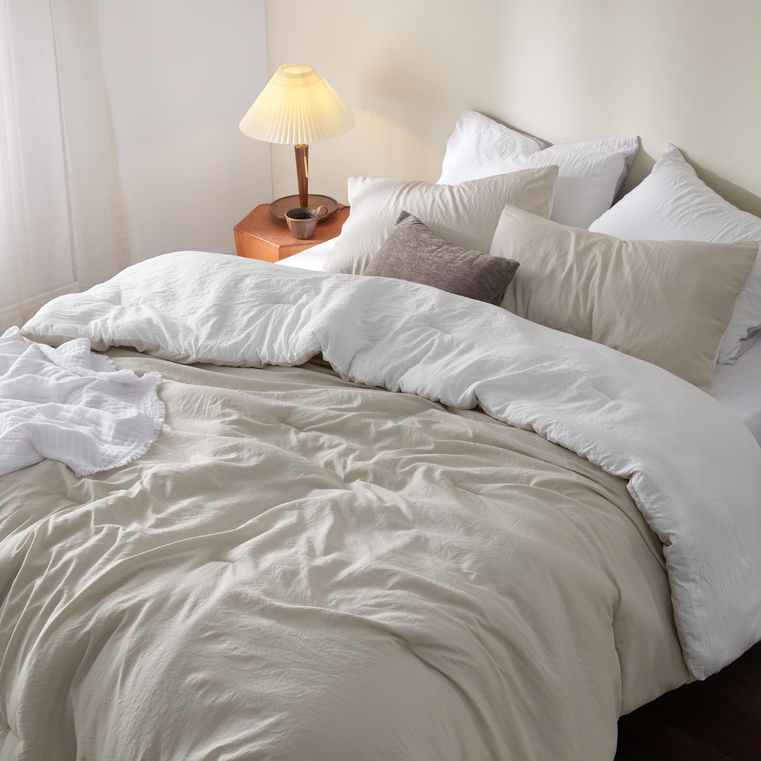 Foto 3 pulgar | Set De Edredón Bedsure California King Reversible En Color Beige - Venta Internacional.