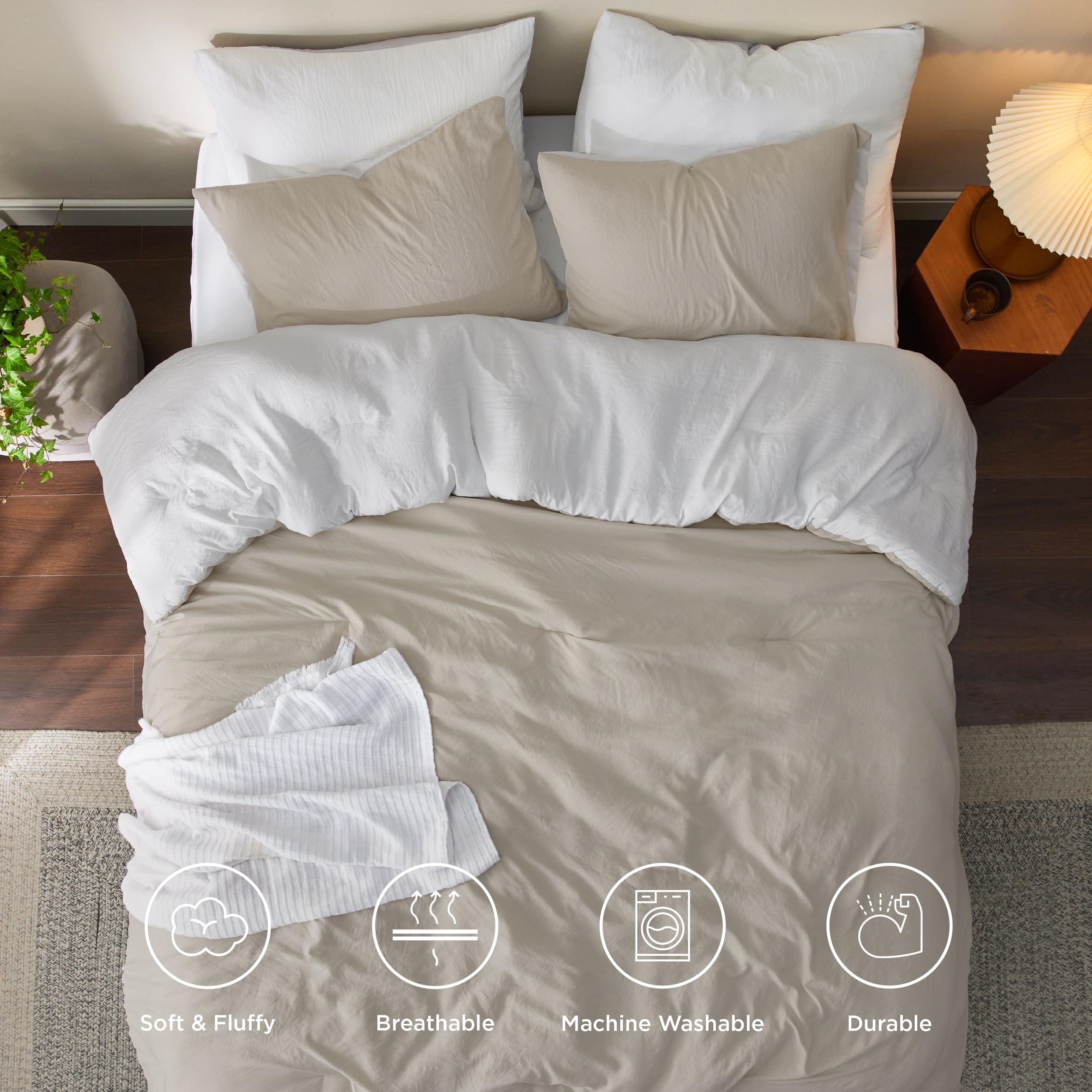 Foto 6 pulgar | Set De Edredón Bedsure California King Reversible En Color Beige - Venta Internacional.