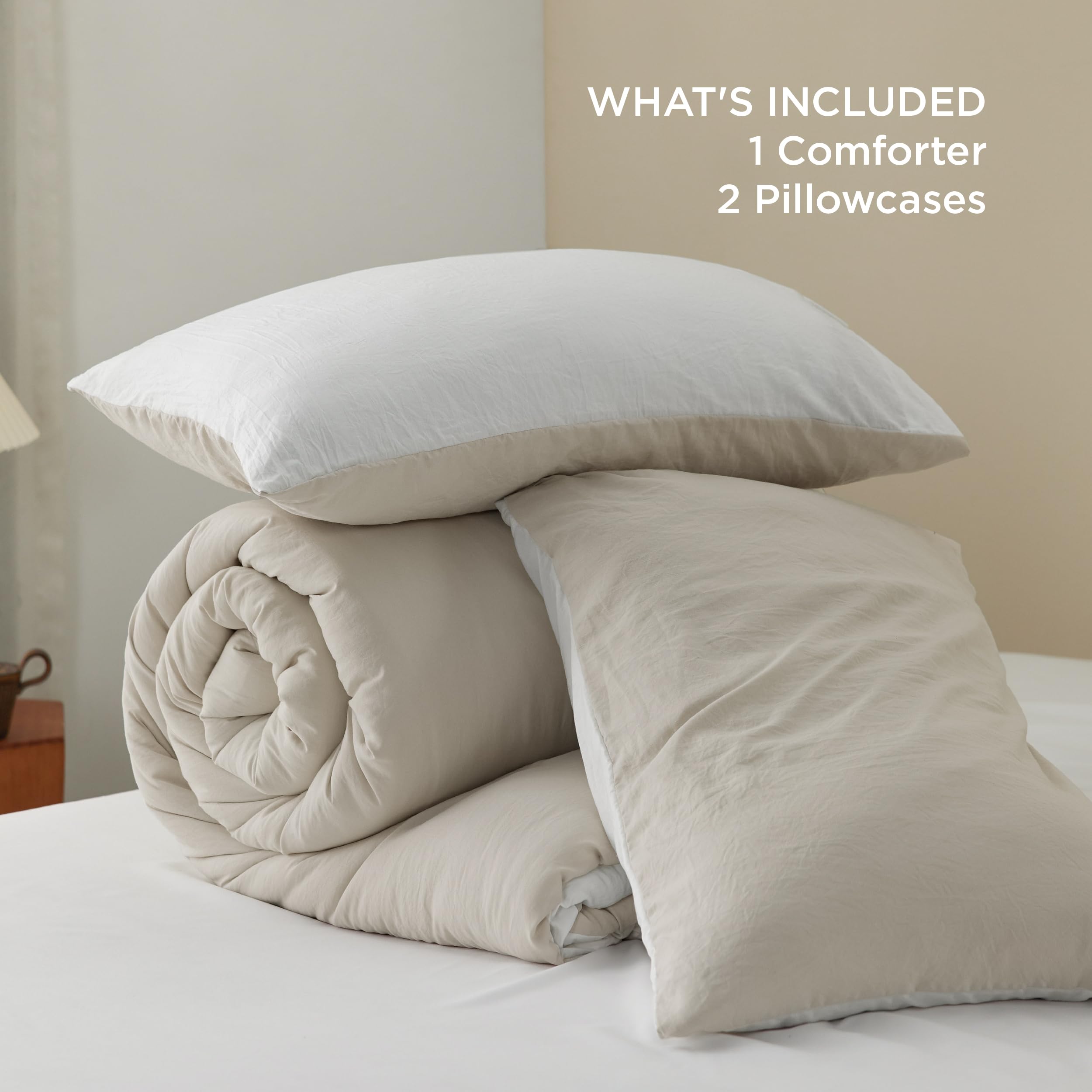 Foto 7 pulgar | Set De Edredón Bedsure California King Reversible En Color Beige - Venta Internacional.