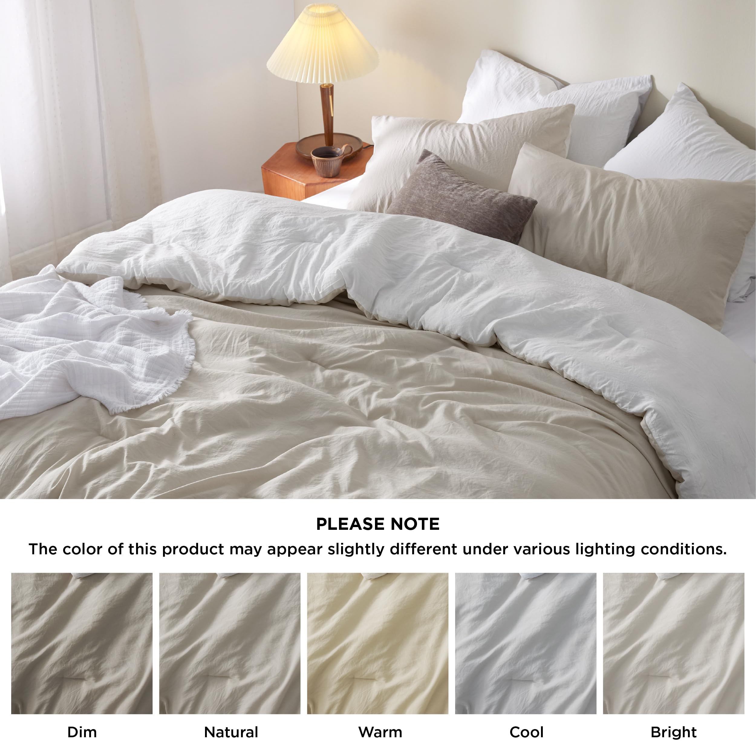 Foto 8 pulgar | Set De Edredón Bedsure California King Reversible En Color Beige - Venta Internacional.