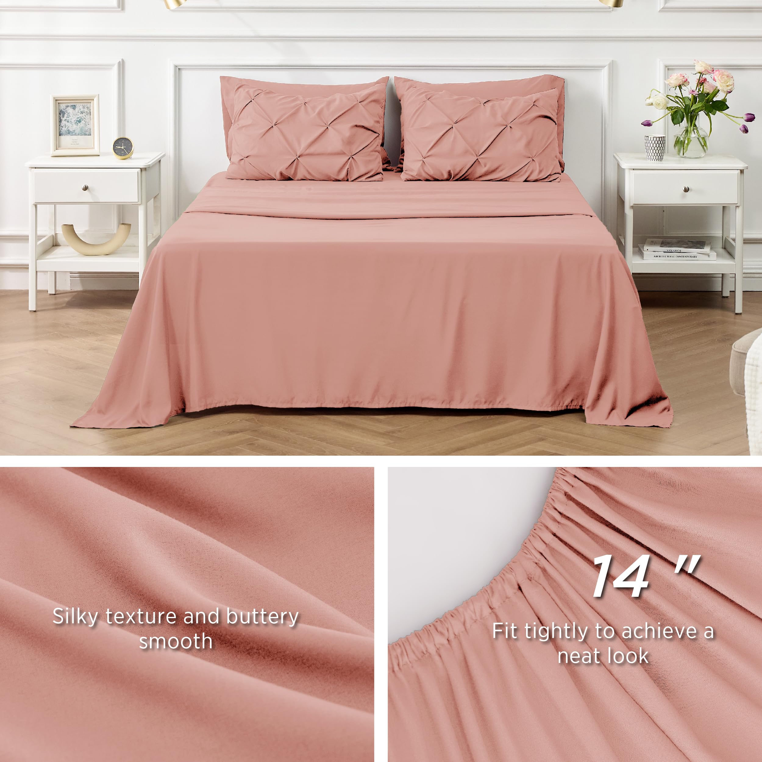 Foto 5 | Juego De Edredón Bedsure, Tamaño Queen, Rosa Empolvado, 7 Piezas - Venta Internacional.