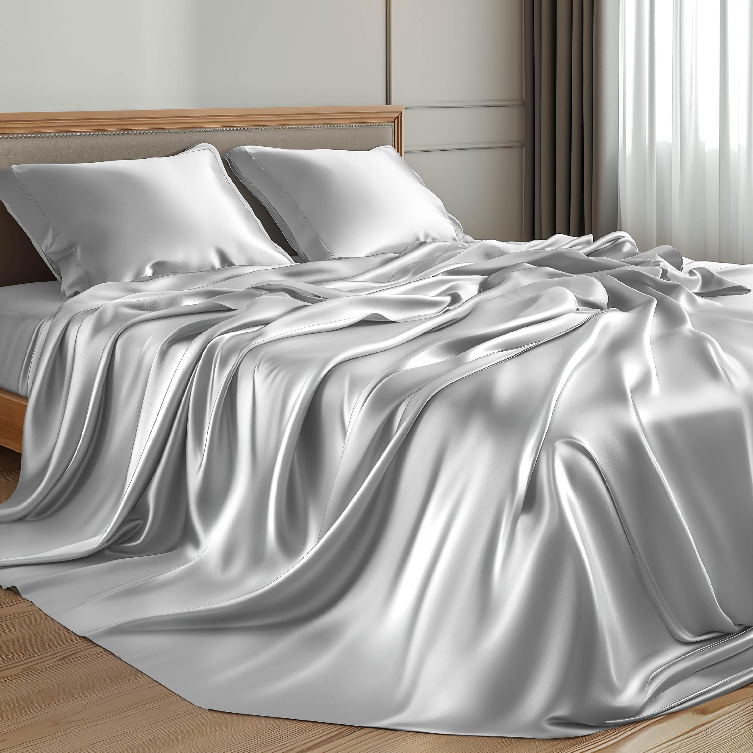 Foto 6 pulgar | Juego De Sábanas Bedsure Satin Queen, Color Gris Plateado, 4 Piezas - Venta Internacional.