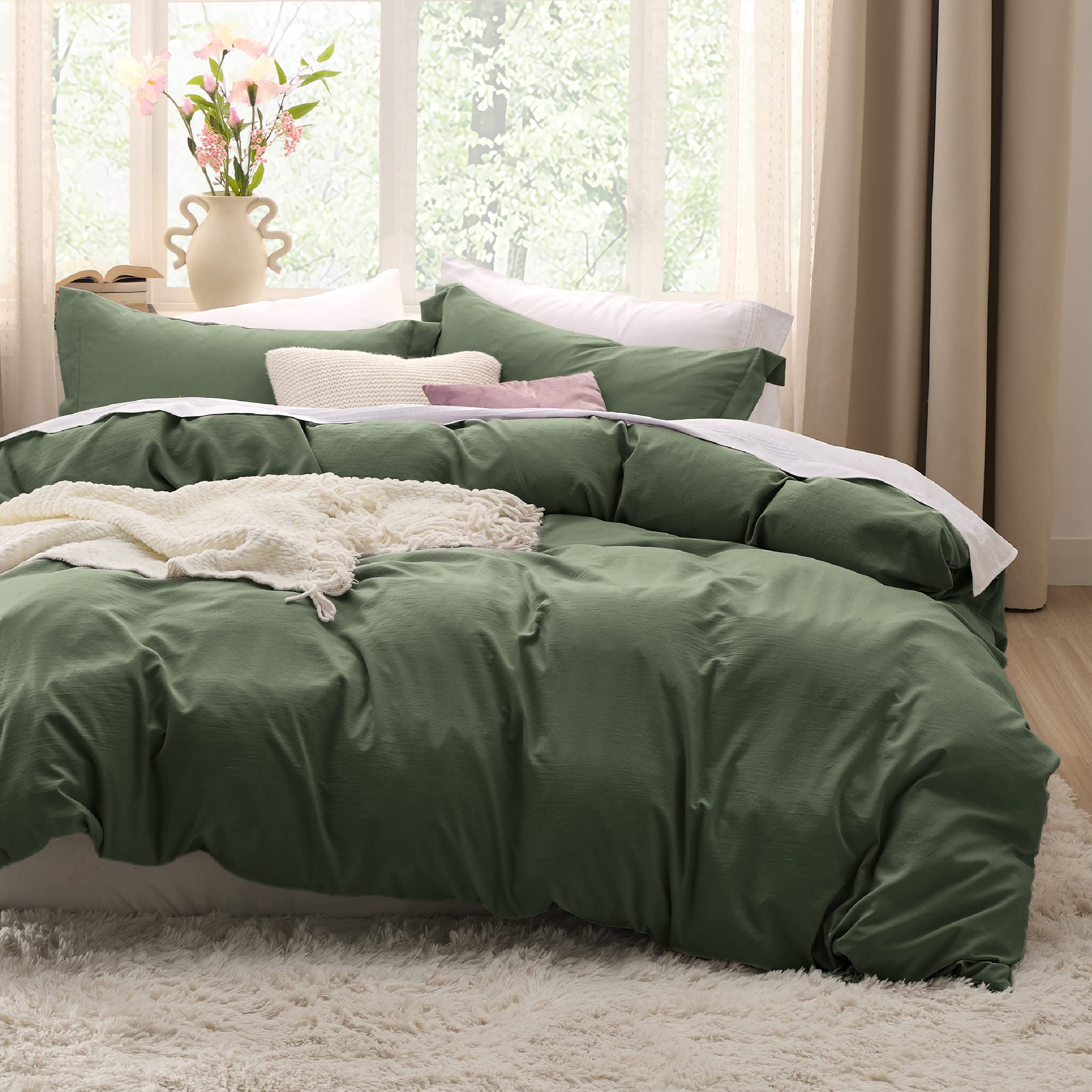 Juego de Funda De Edredón Bedsure Tamaño Queen Size Verde Oliva - Venta Internacional