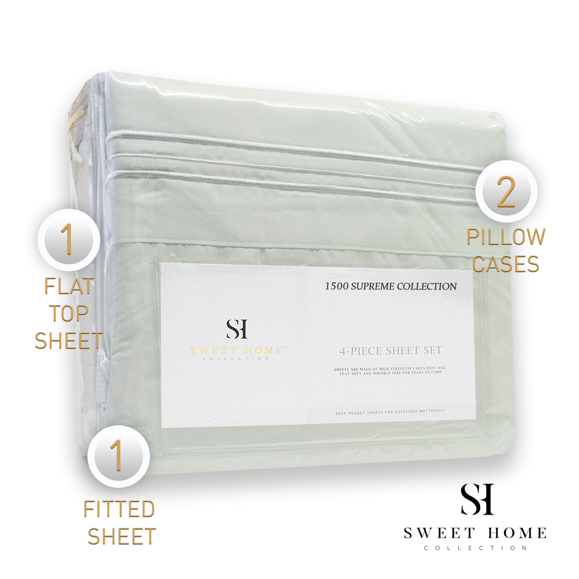 Foto 5 | Juego de Sábanas Sweet Home Collection 1500 Supreme Full Mint Green - Venta Internacional