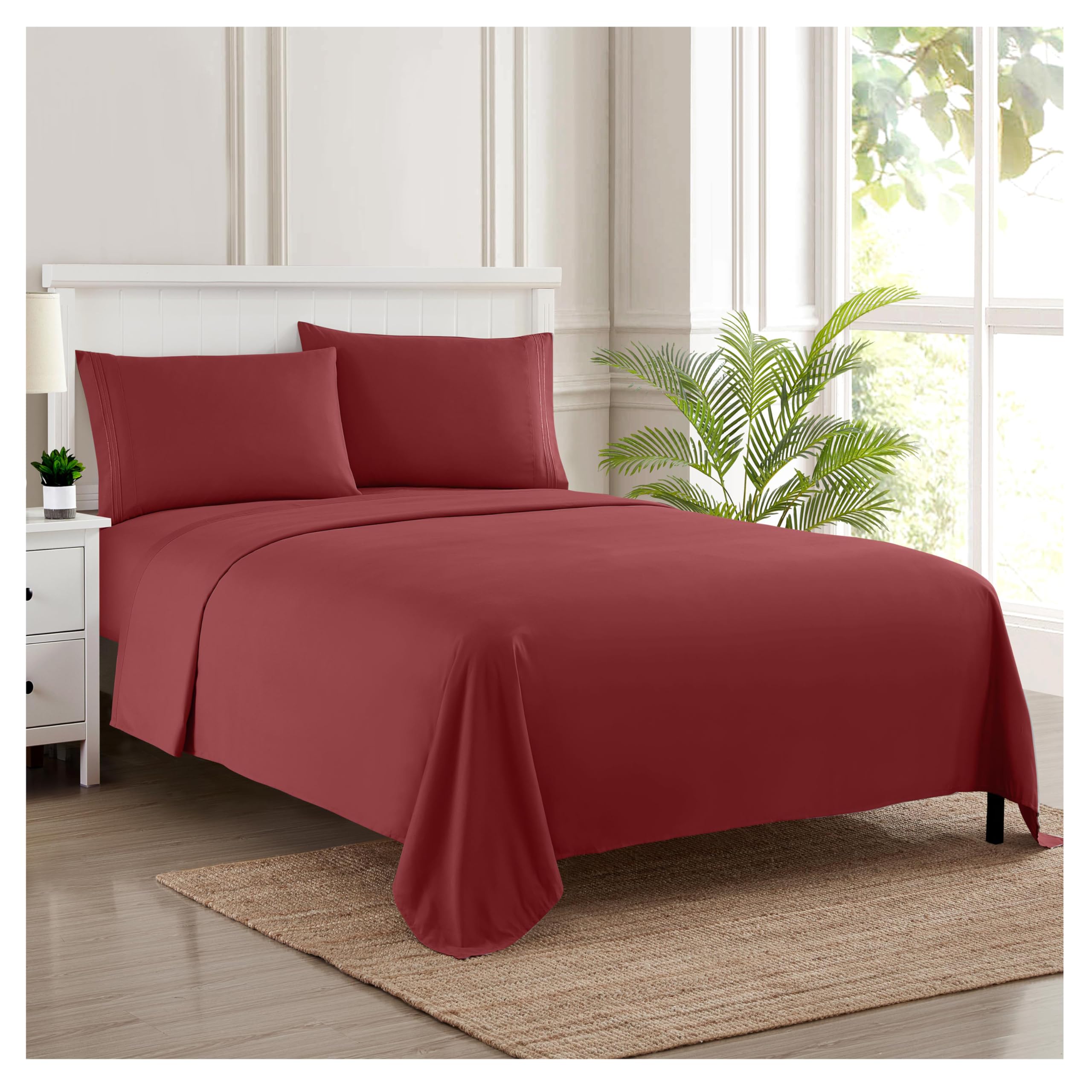 Foto 2 pulgar | Sábanas Sweet Home Collection Supreme Queen Burgundy - Venta Internacional.