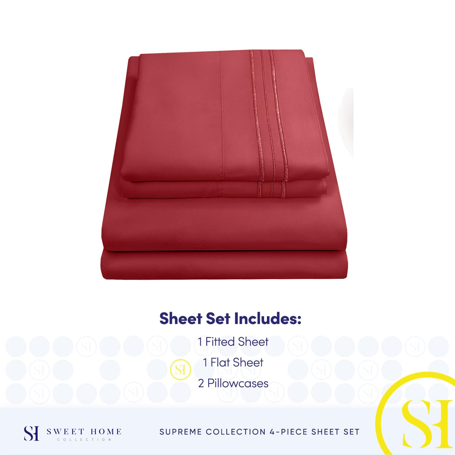 Foto 5 pulgar | Sábanas Sweet Home Collection Supreme Queen Burgundy - Venta Internacional.