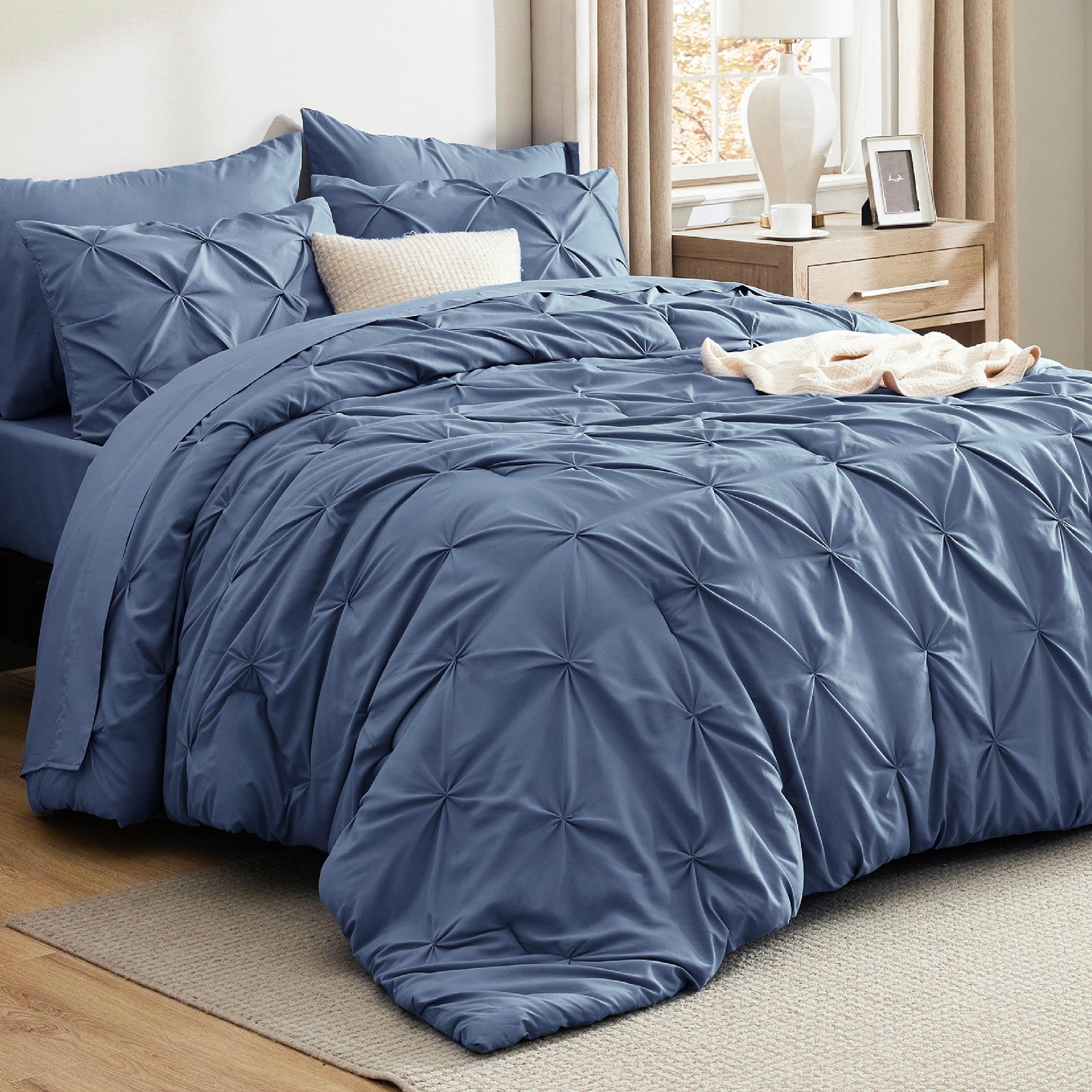 Juego De Edredón Bedsure, Tamaño King, Azul Pizarra, 7 Piezas - Venta Internacional.