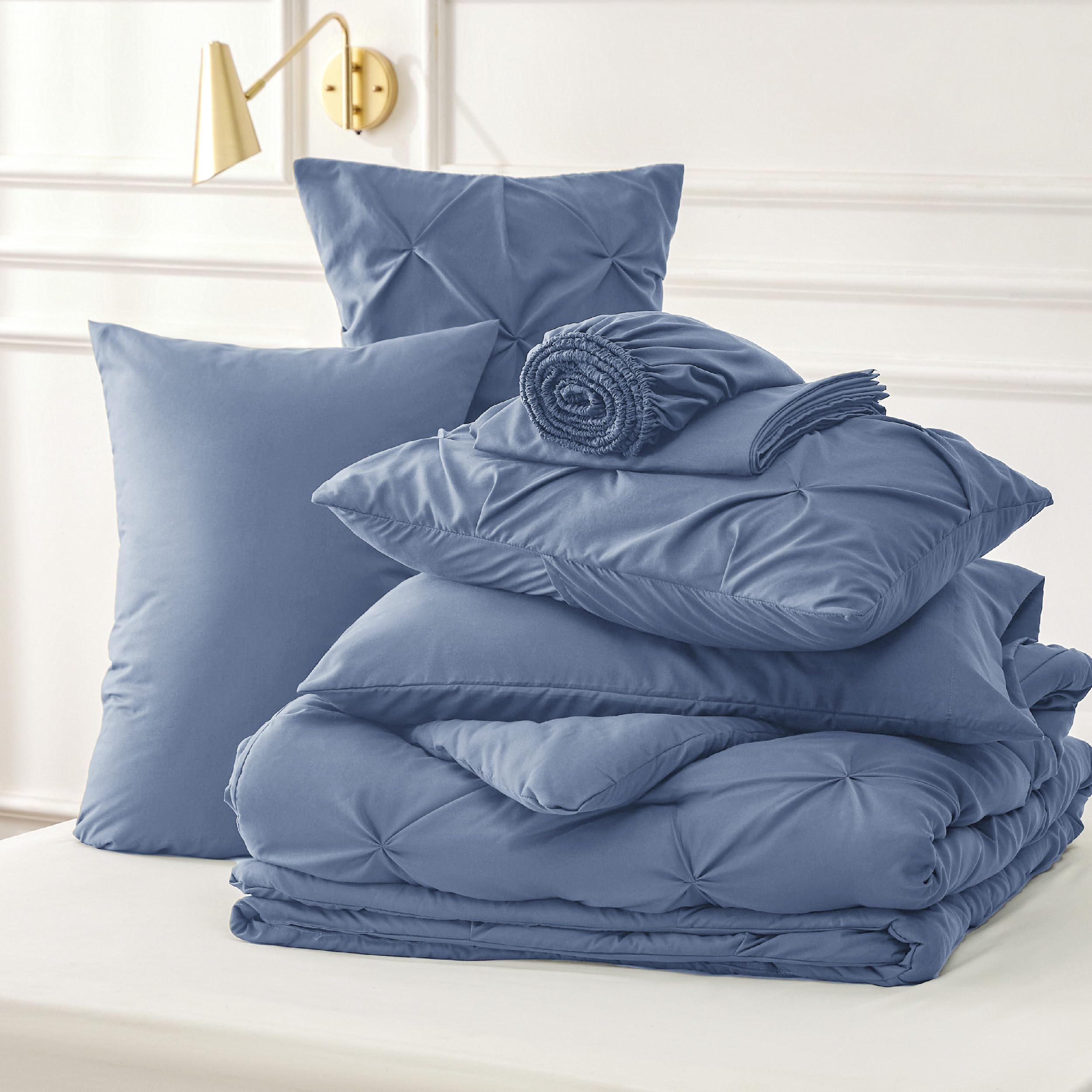 Foto 8 pulgar | Juego De Edredón Bedsure, Tamaño King, Azul Pizarra, 7 Piezas - Venta Internacional.