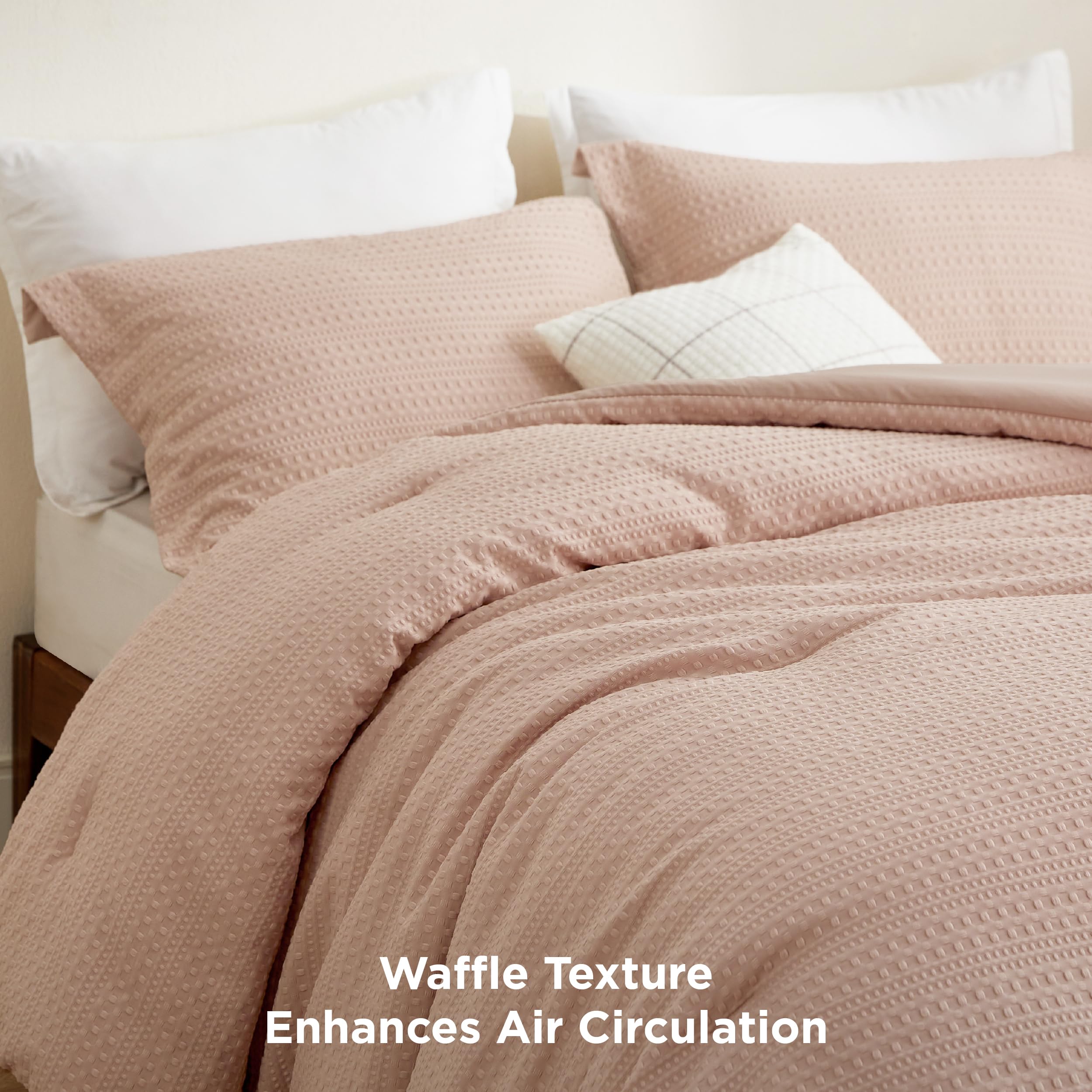 Foto 4 | Juego De Edredón Bedsure Waffle King Dusty Pink, 3 Piezas - Venta Internacional.