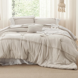 Foto 3 | Juego de Edredón Bedsure King Beige Plisado 4 Piezas - Venta Internacional