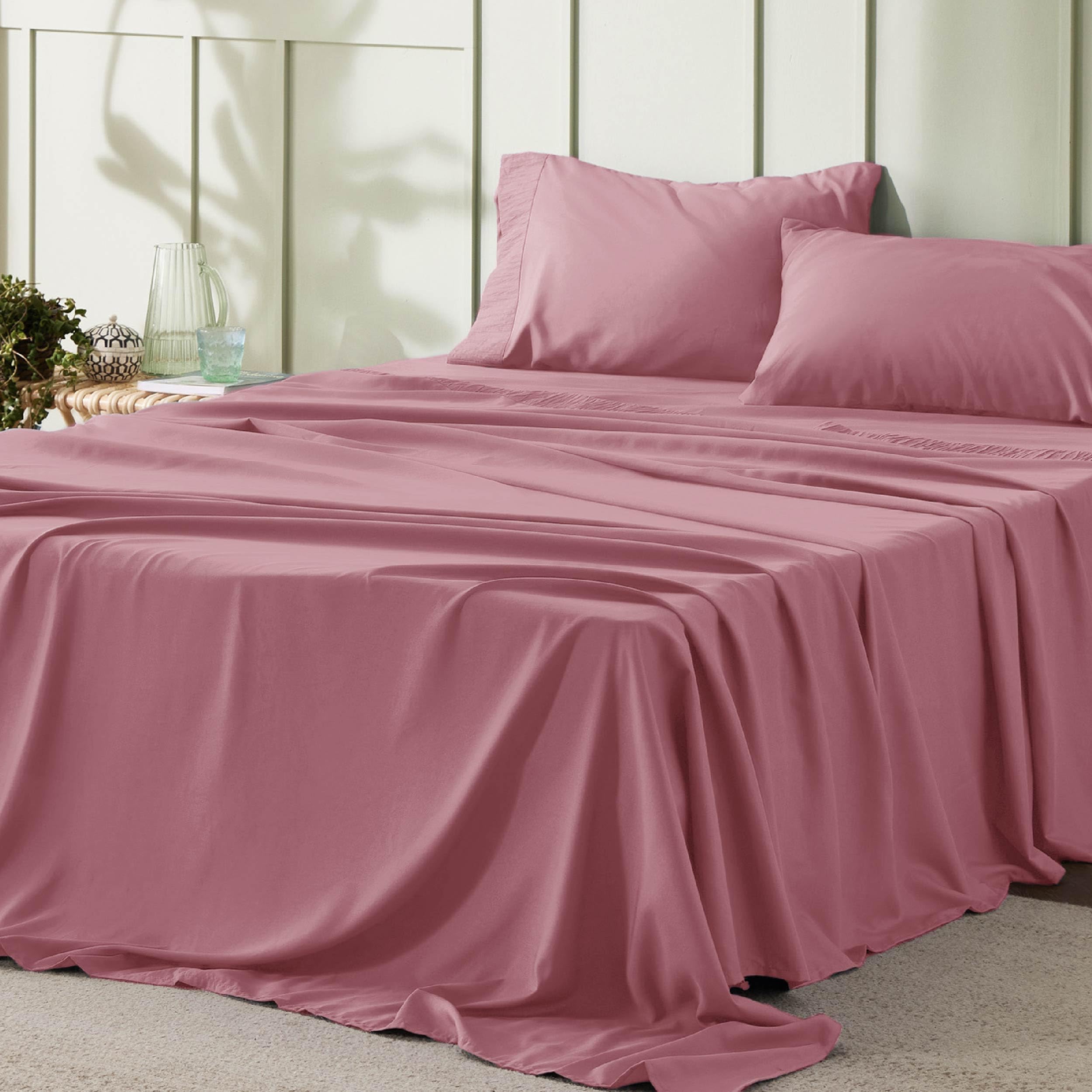 Juego De Sábanas Bedsure Queen Rosa 4 Piezas - Venta Internacional